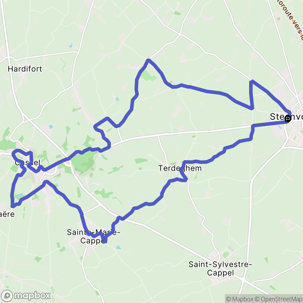 Steenvoorde : carte du parcours de randonnée - France