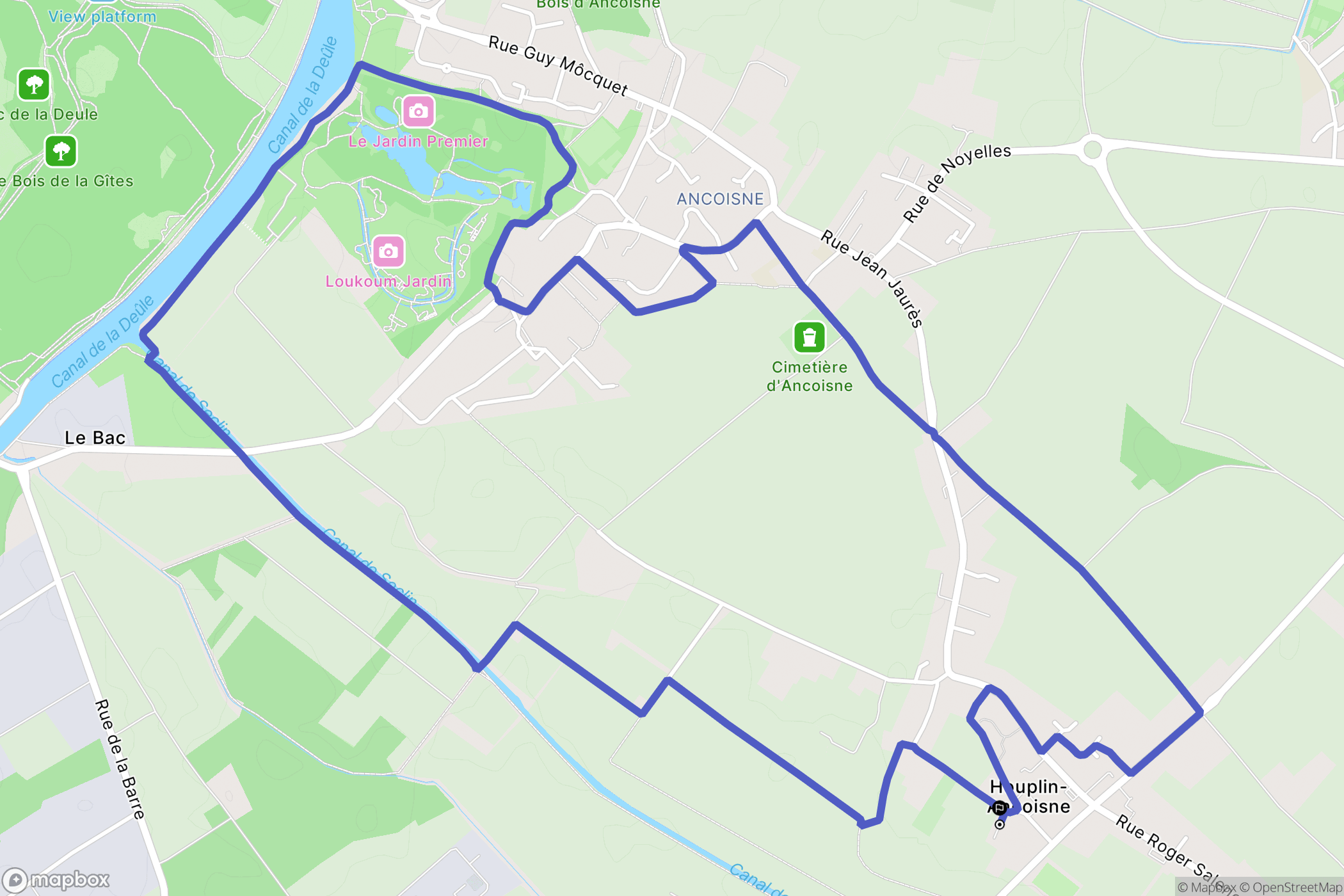Houplin-Ancoisne : carte du parcours de randonnée - France
