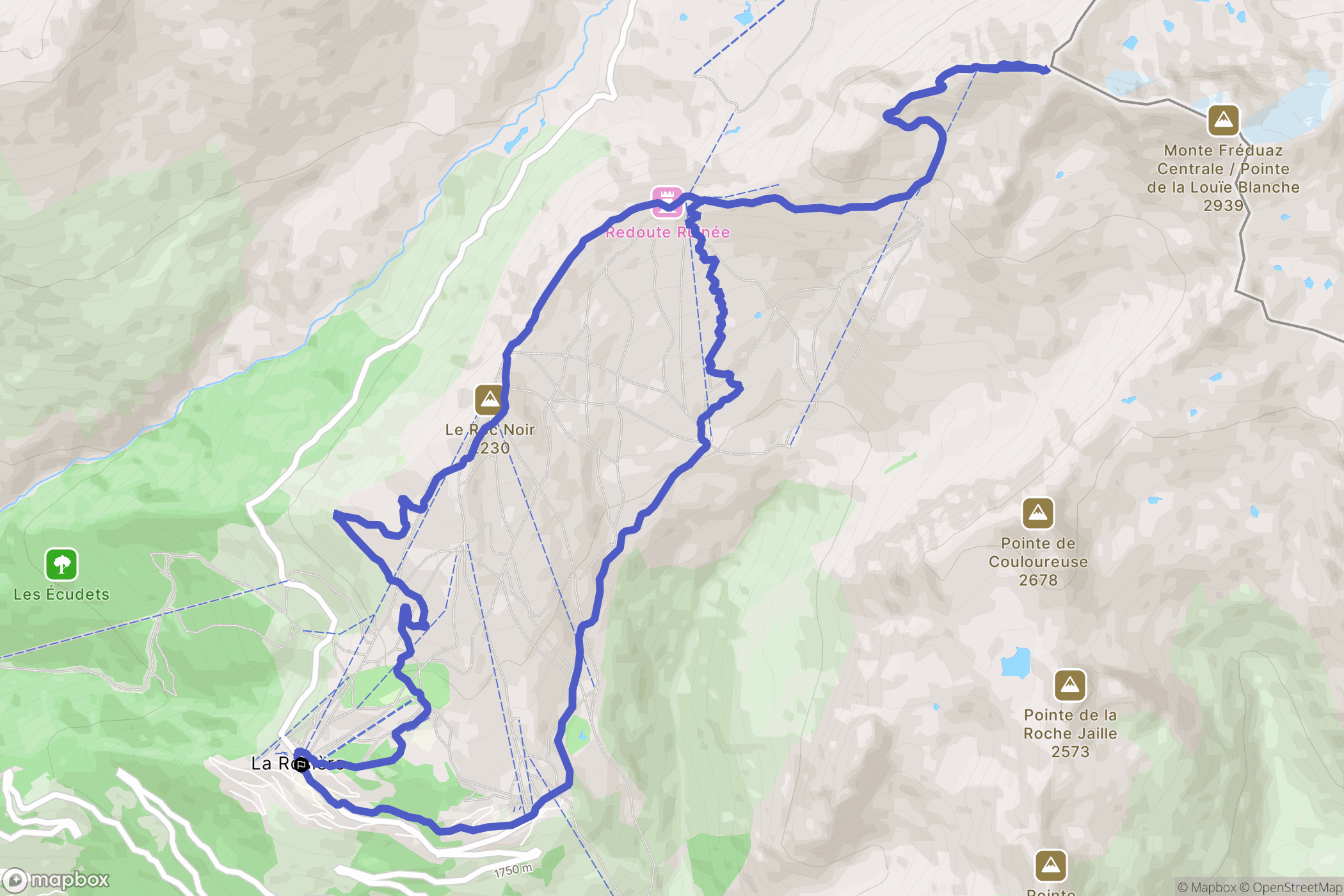 Montvalezan : carte du parcours de randonnée - France