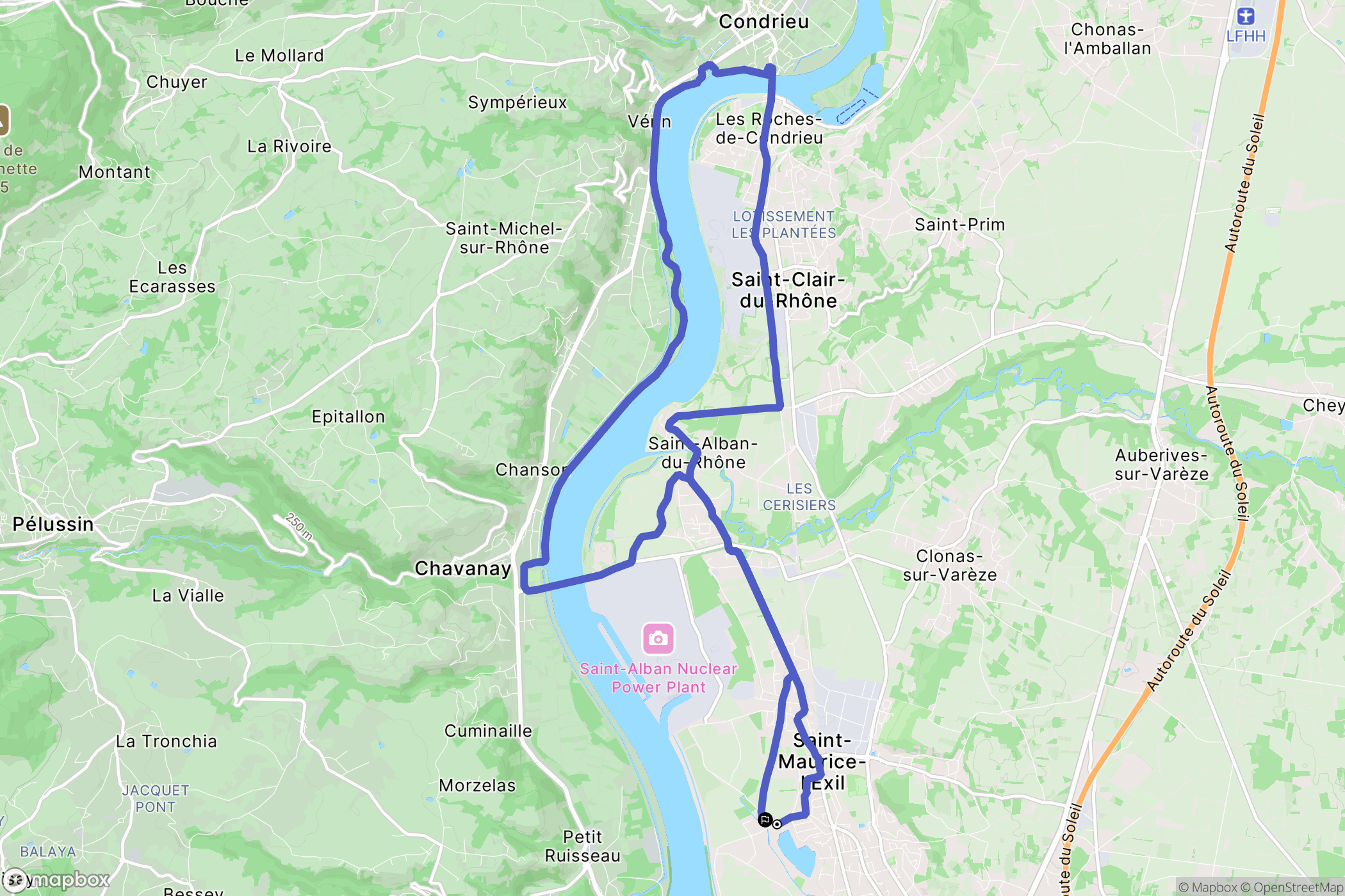Saint-Maurice-l'Exil : carte du parcours de randonnée - France