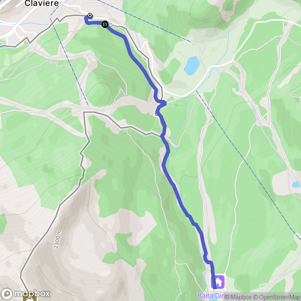 Claviere : carte du parcours de randonnée - Italy
