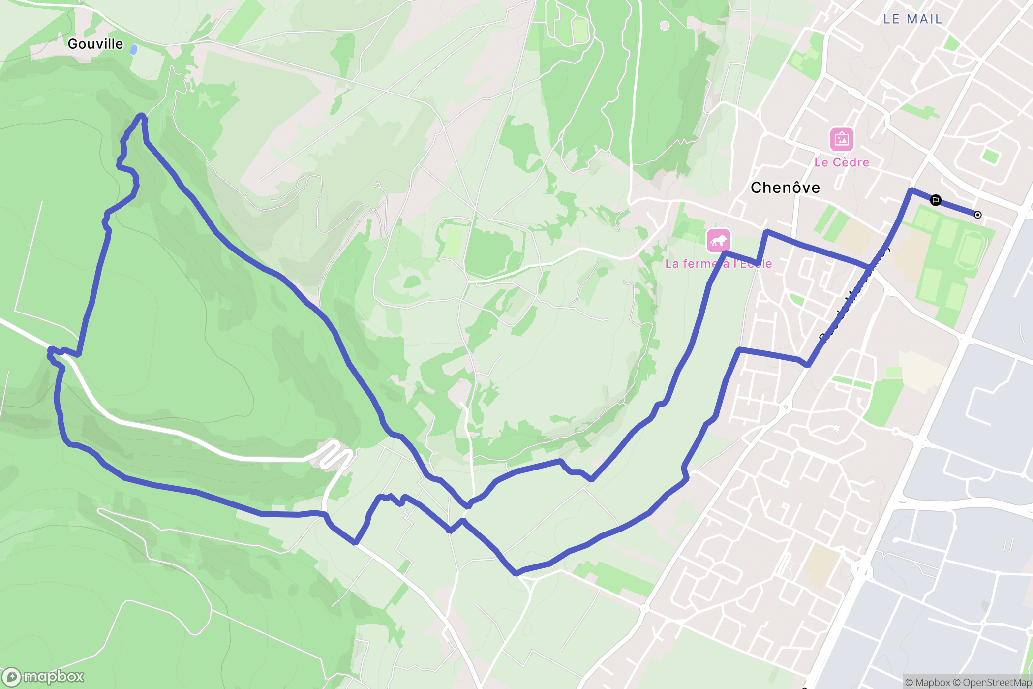 Chenôve : carte du parcours de randonnée - France