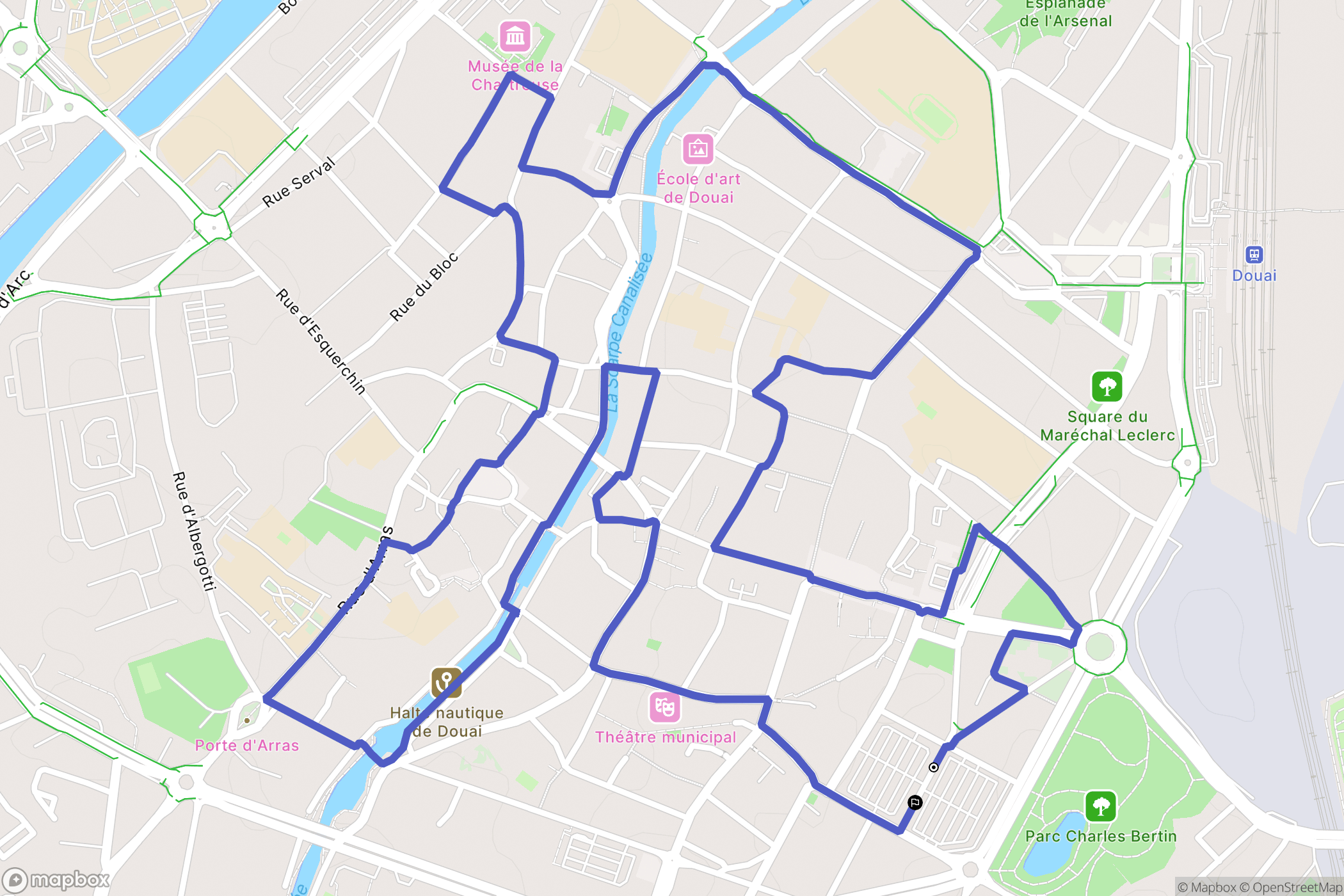 Douai : carte du parcours de randonnée - France