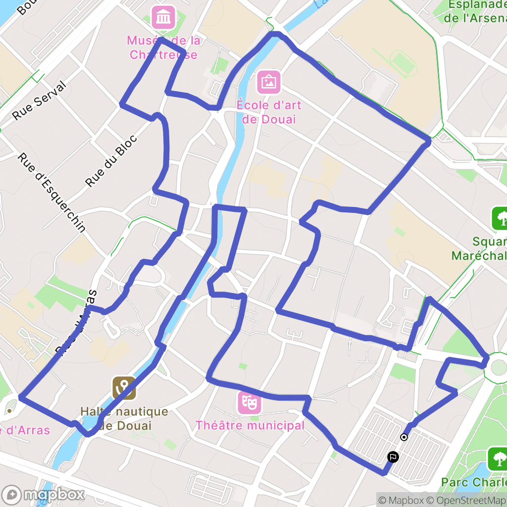 Douai : carte du parcours de randonnée - France