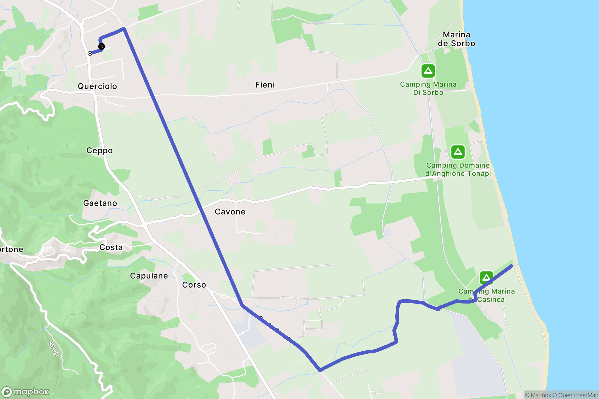 Venzolasca : carte du parcours de randonnée - France