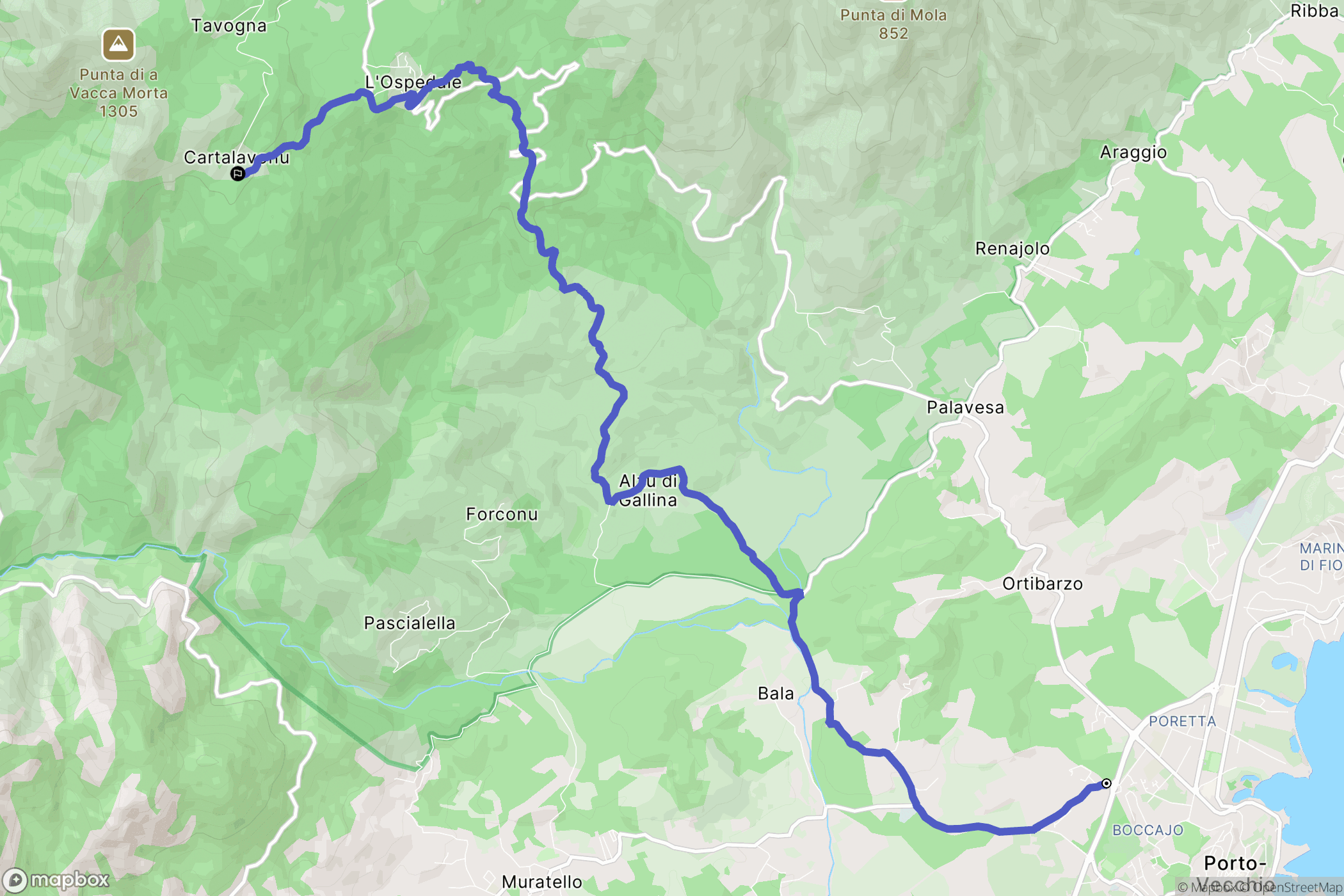 Porto-Vecchio : carte du parcours de randonnée - France