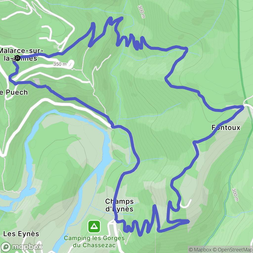 Malarce-sur-la-Thines : carte du parcours de randonnée - France