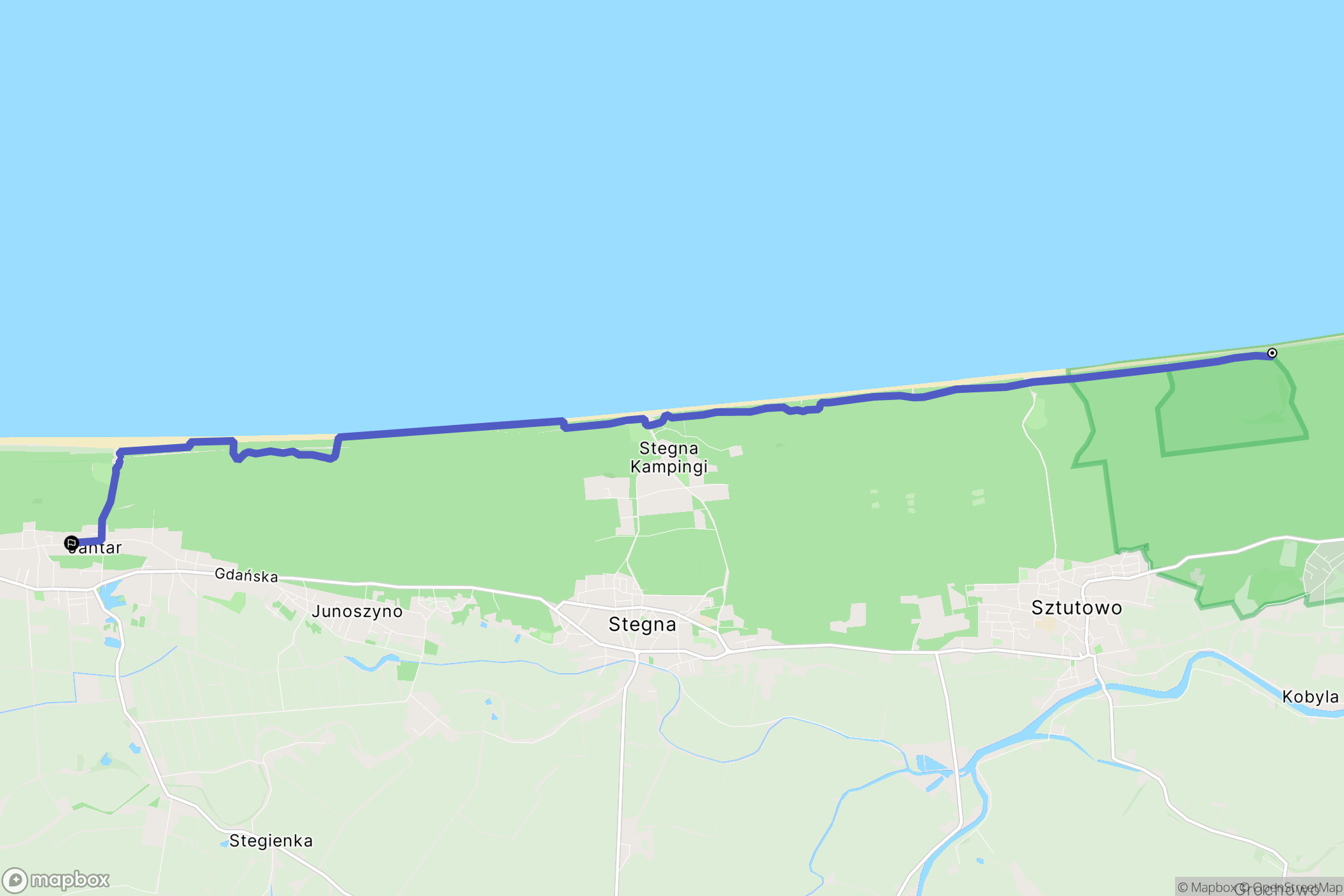 Kąty Rybackie: mapa trasy - Poland