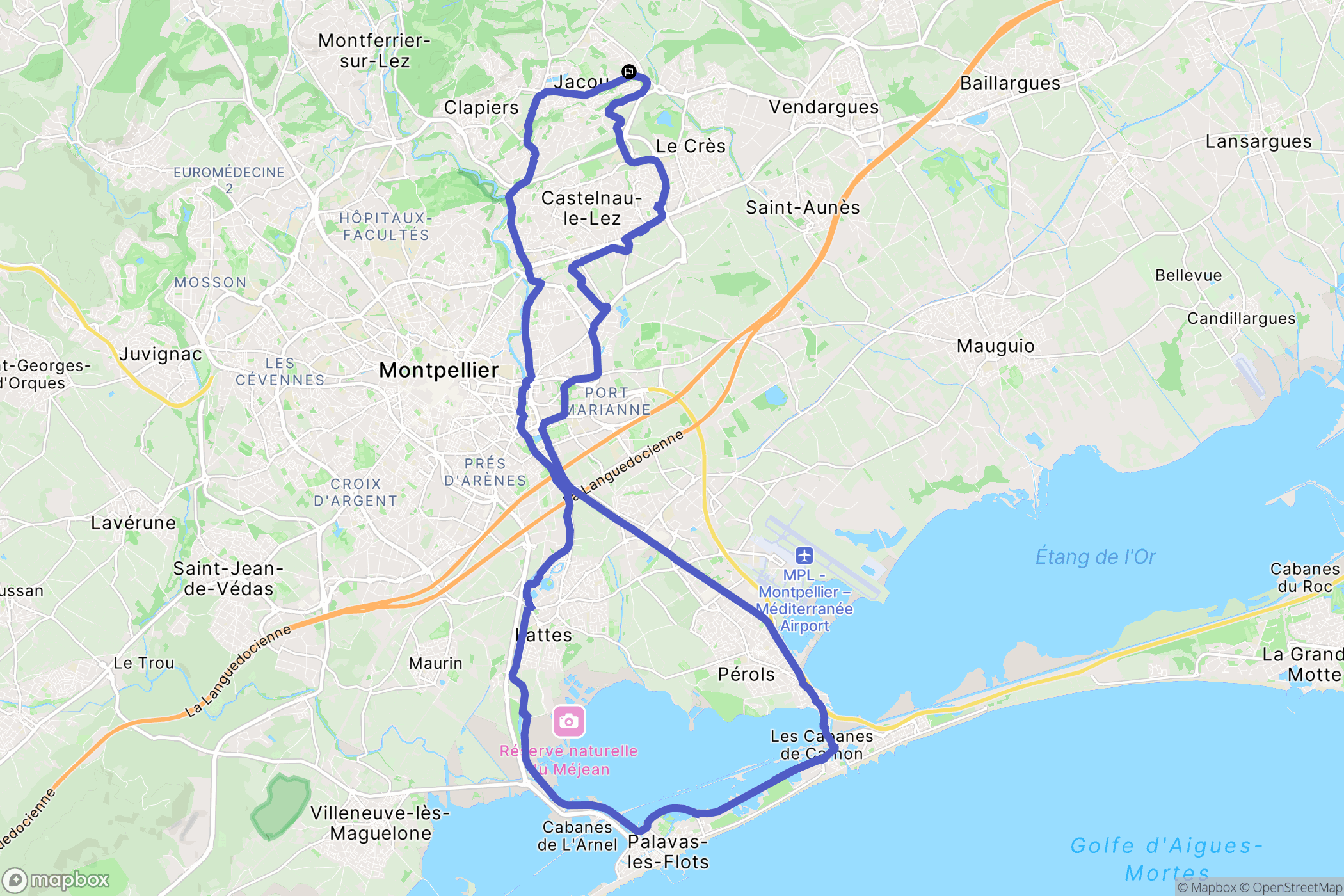 Jacou : carte du parcours de randonnée - France