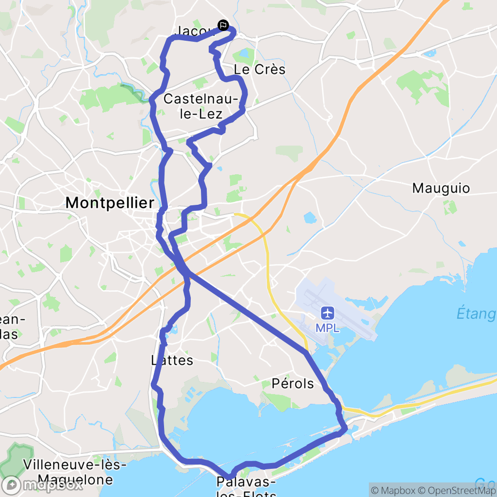 Jacou : carte du parcours de randonnée - France