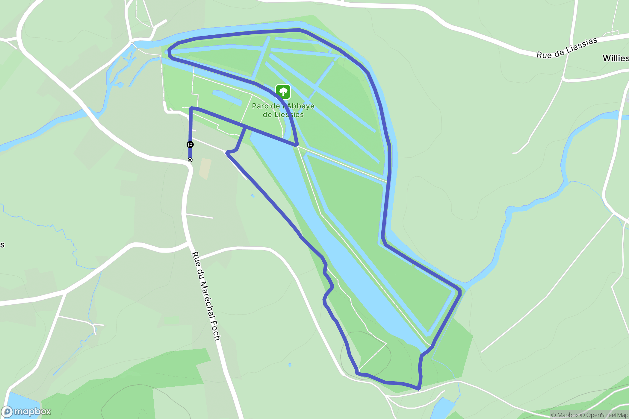 Liessies : carte du parcours de randonnée - France
