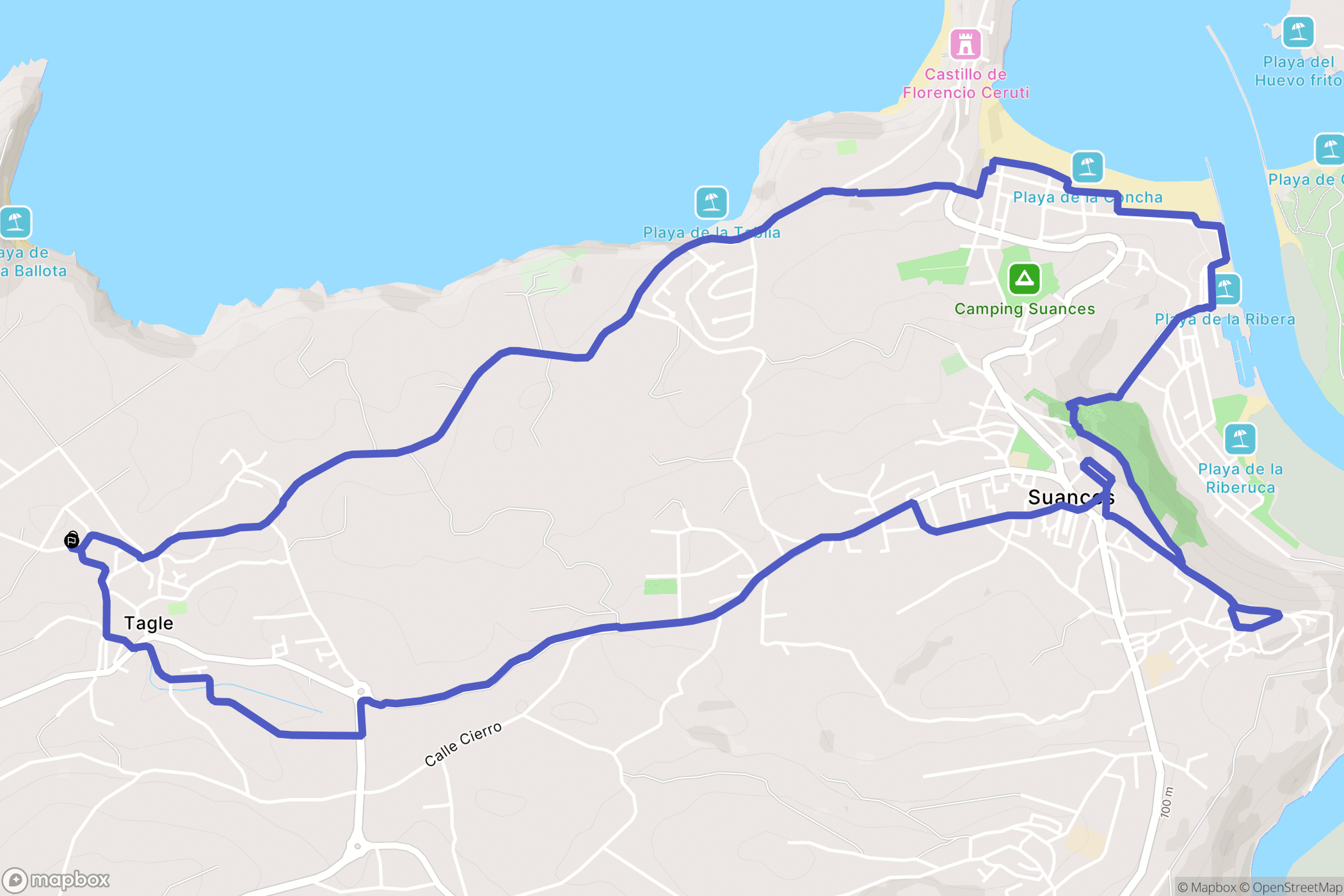 Tagle : carte du parcours de randonnée - Spain