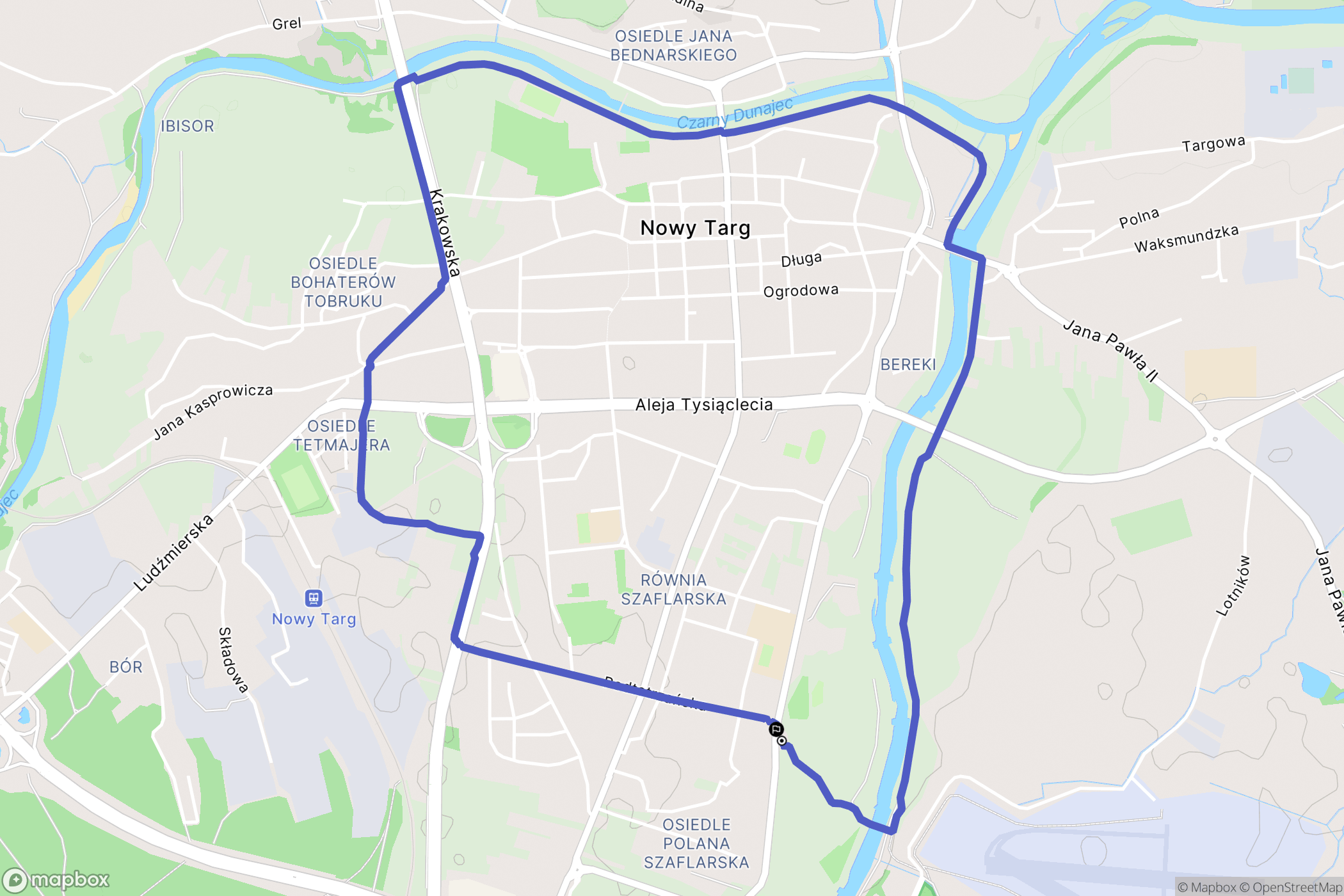 Nowy Targ: mapa trasy - Poland