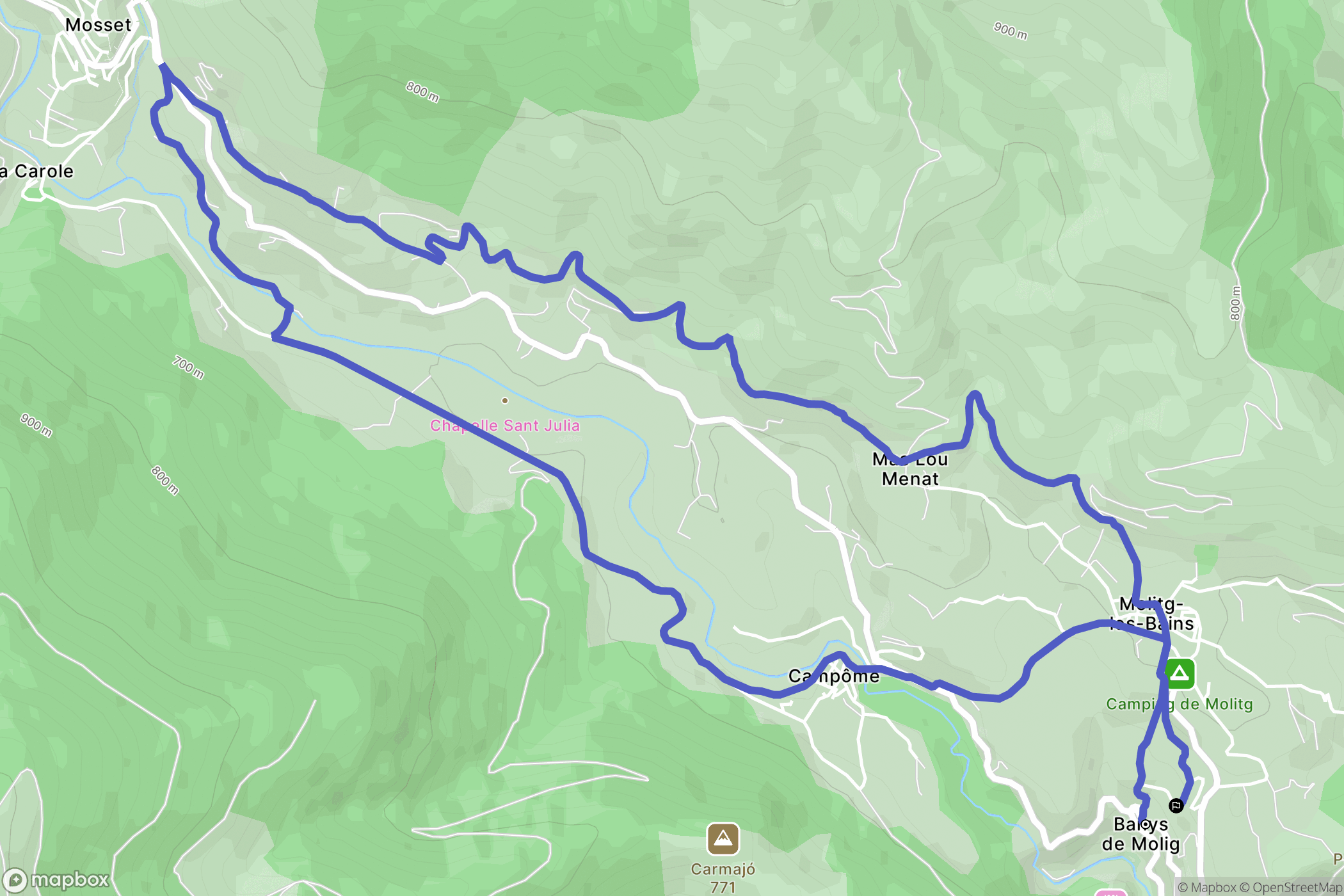 Molitg-les-Bains : carte du parcours de randonnée - France