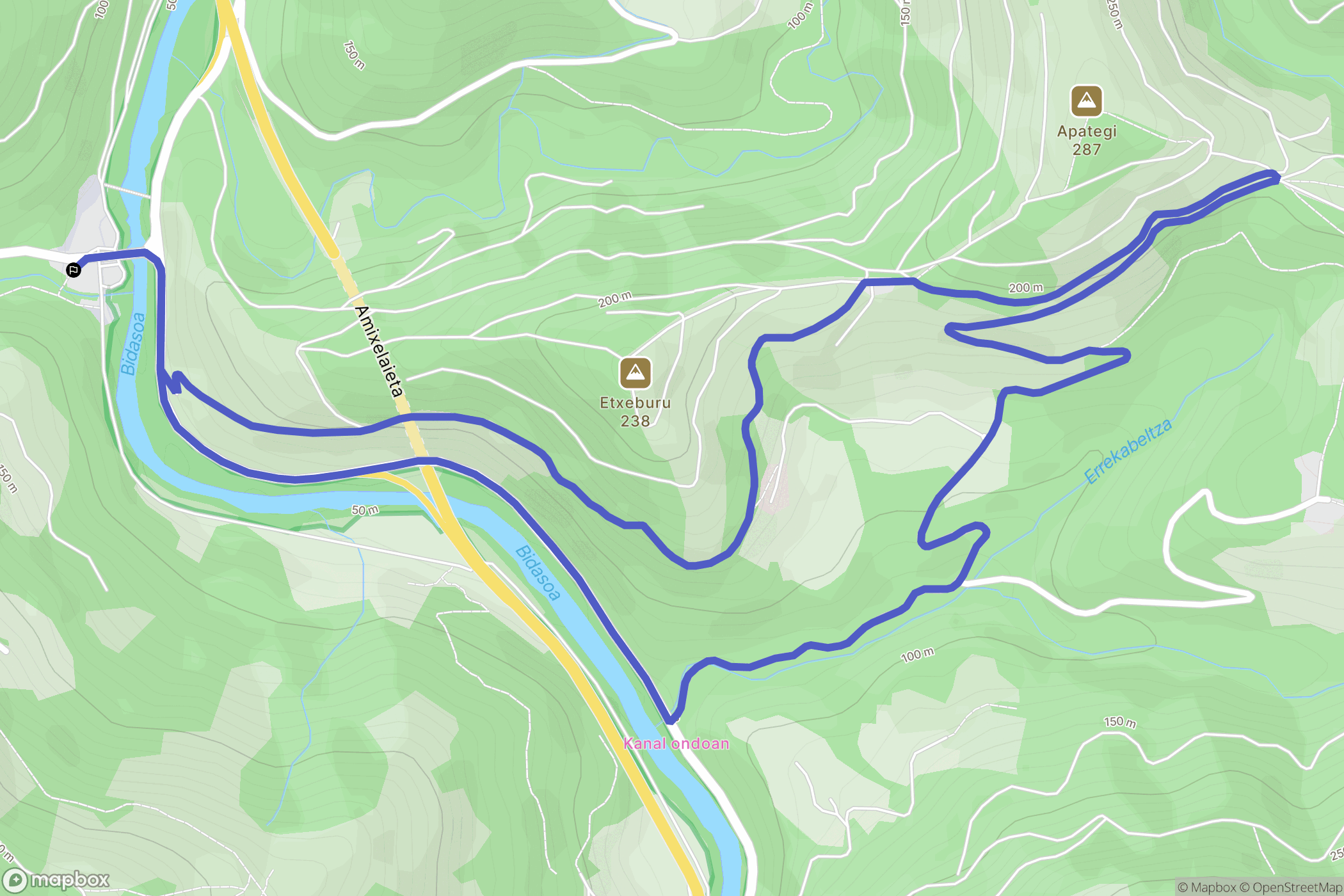Lesaka : carte du parcours de randonnée - Spain
