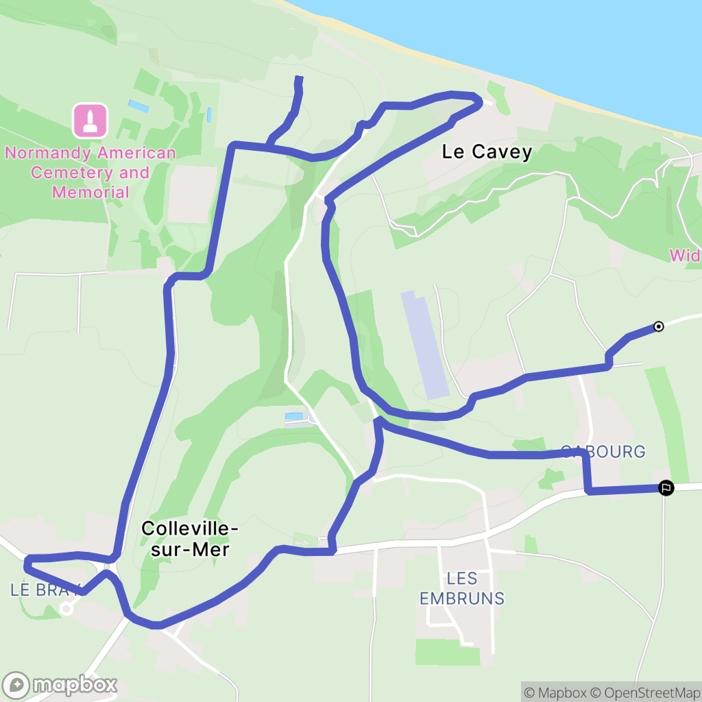 Colleville-sur-Mer : carte du parcours de randonnée - France