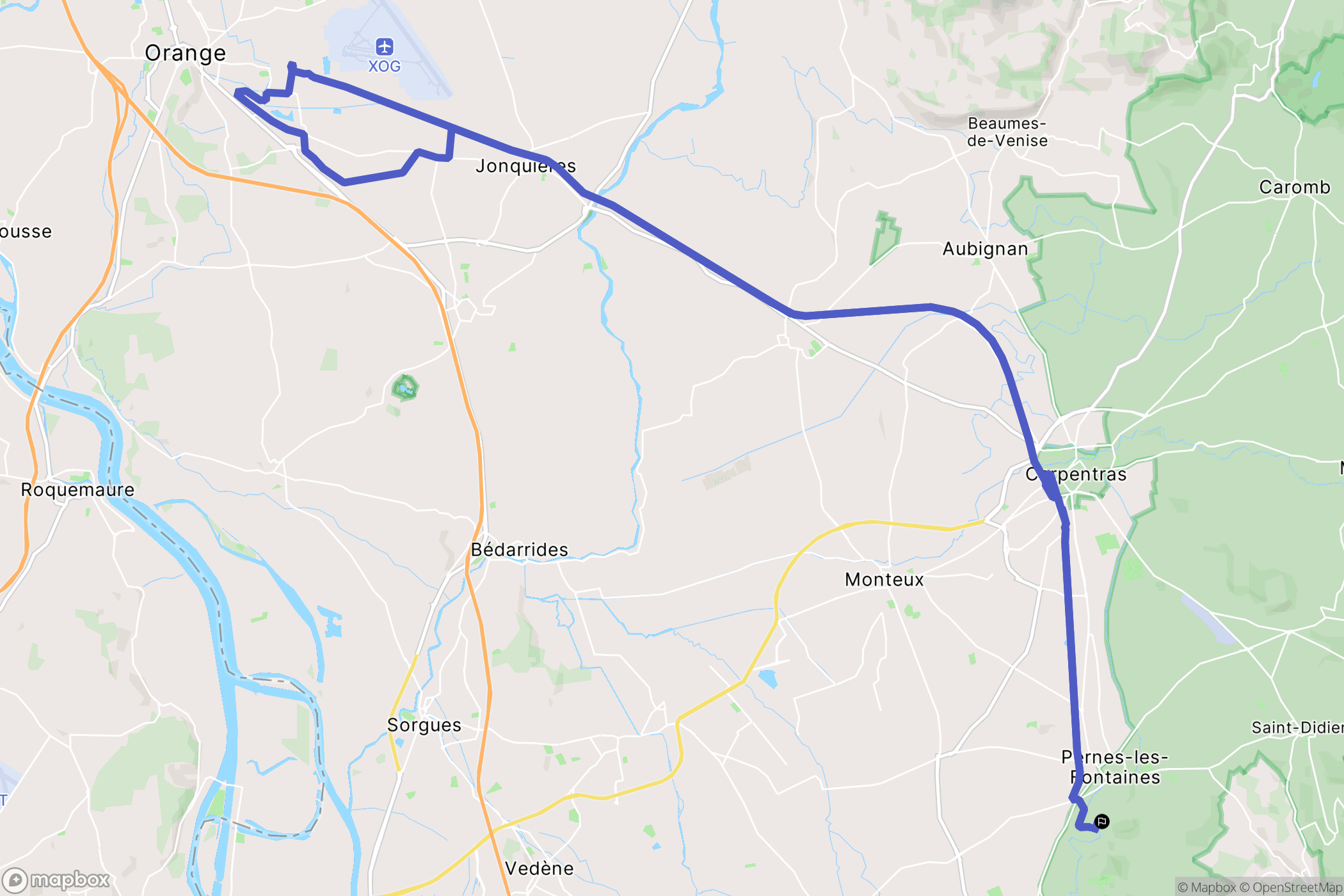 Pernes-les-Fontaines : carte du parcours de randonnée - France