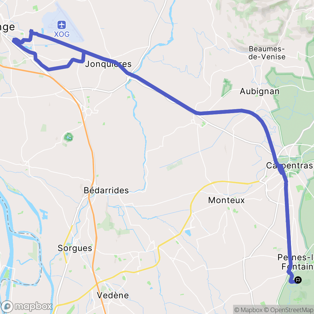 Pernes-les-Fontaines : carte du parcours de randonnée - France