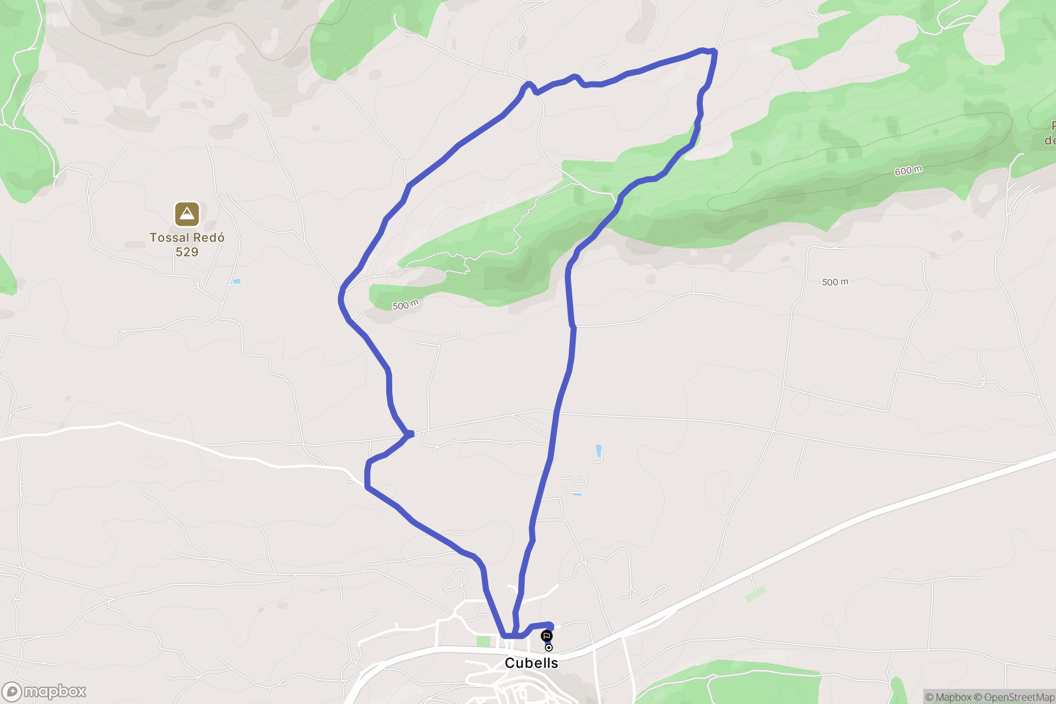 Cubells : carte du parcours de randonnée - Spain