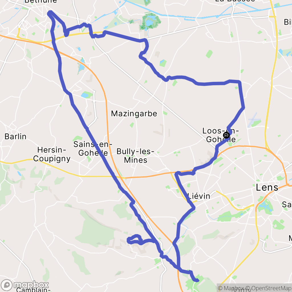 Loos-en-Gohelle : carte du parcours de randonnée - France