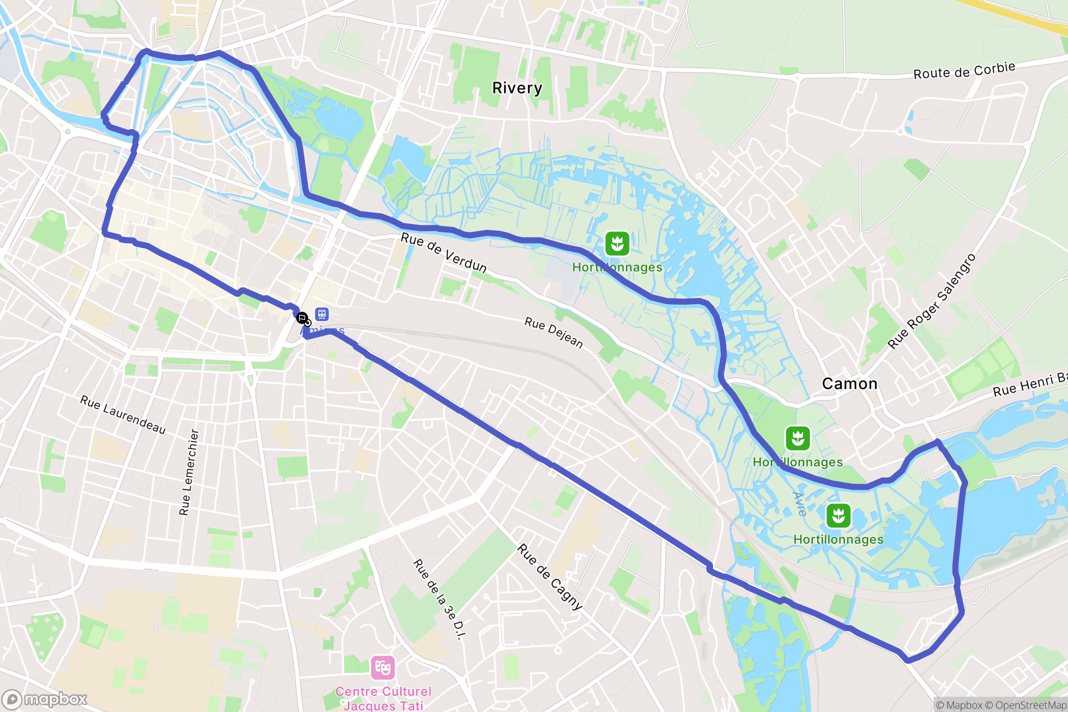 Amiens : carte du parcours de randonnée - France