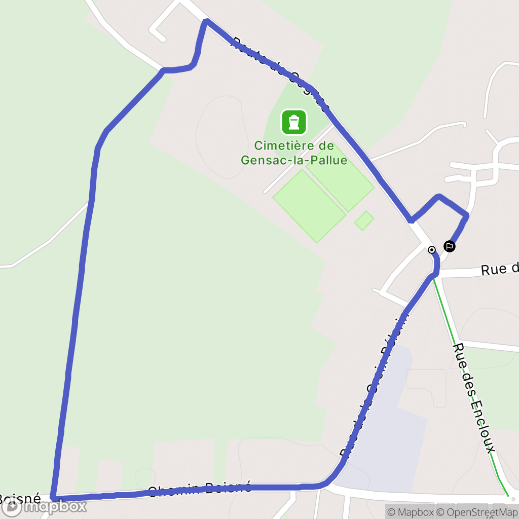 Gensac-la-Pallue : carte du parcours de randonnée - France