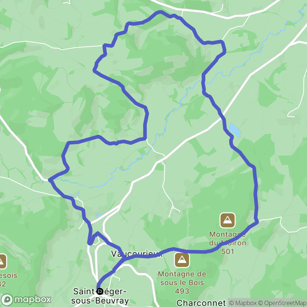 Saint-Léger-sous-Beuvray : carte du parcours de randonnée - France