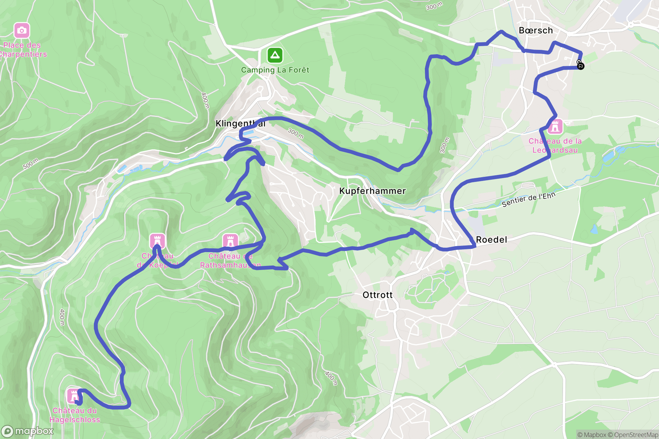 Bœrsch : carte du parcours de randonnée - France