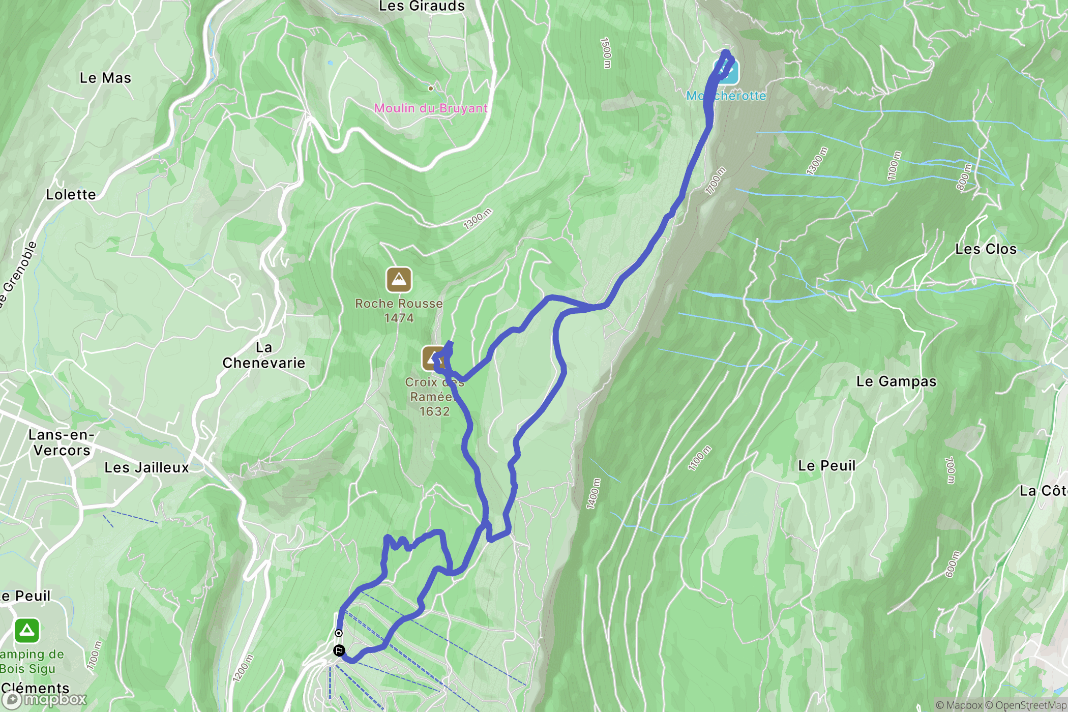 Lans-en-Vercors : carte du parcours de randonnée - France