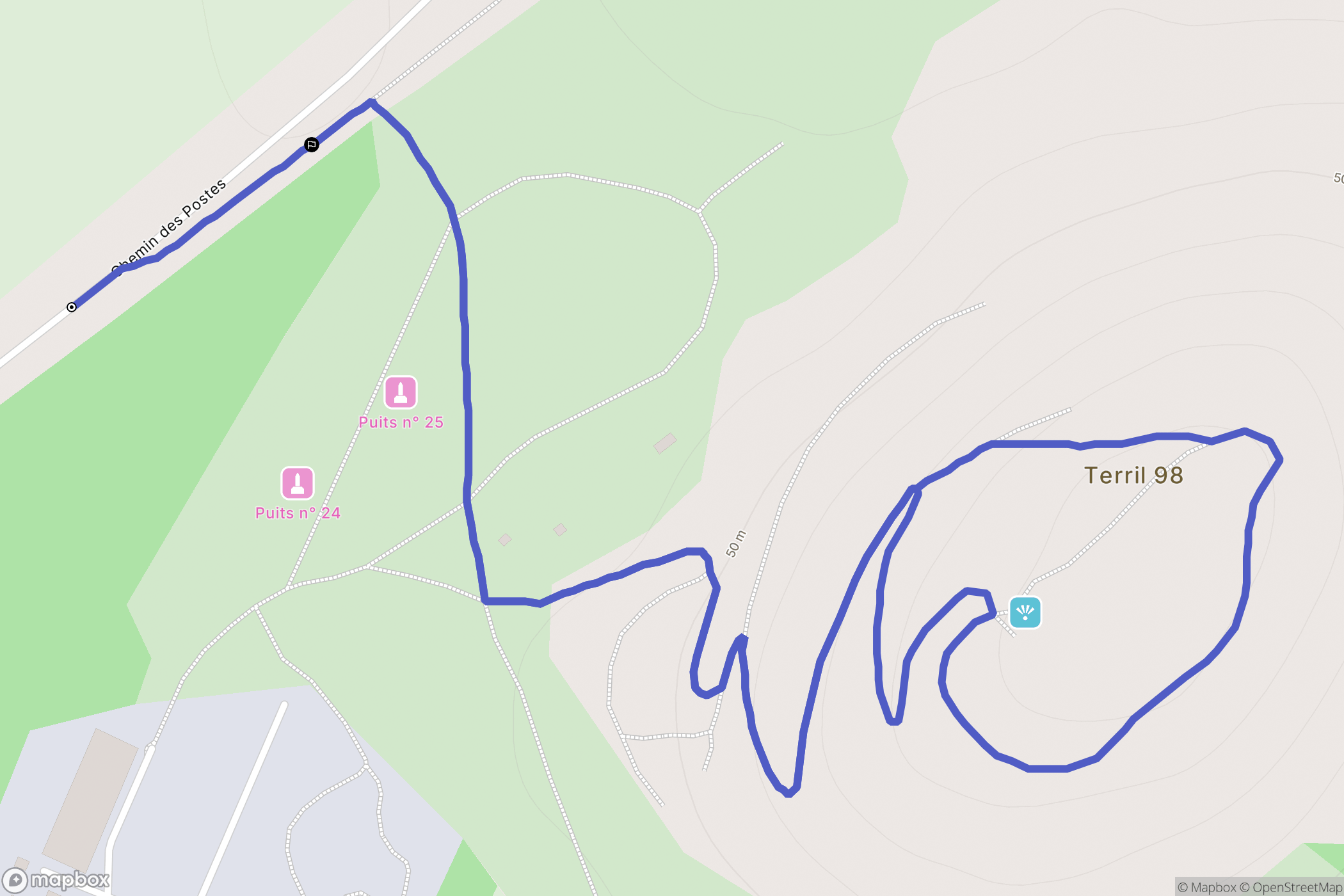 Estevelles : carte du parcours de randonnée - France
