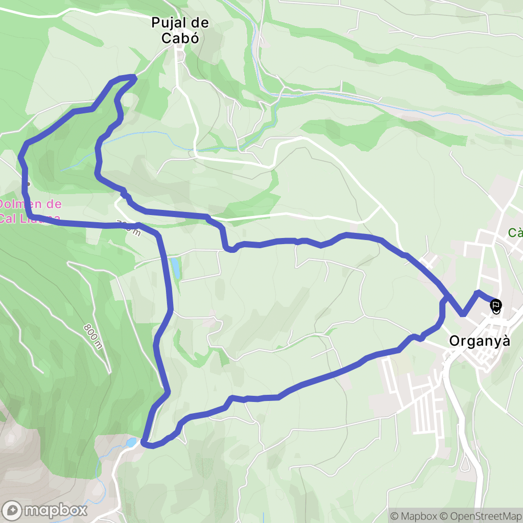 Organyà : carte du parcours de randonnée - Spain