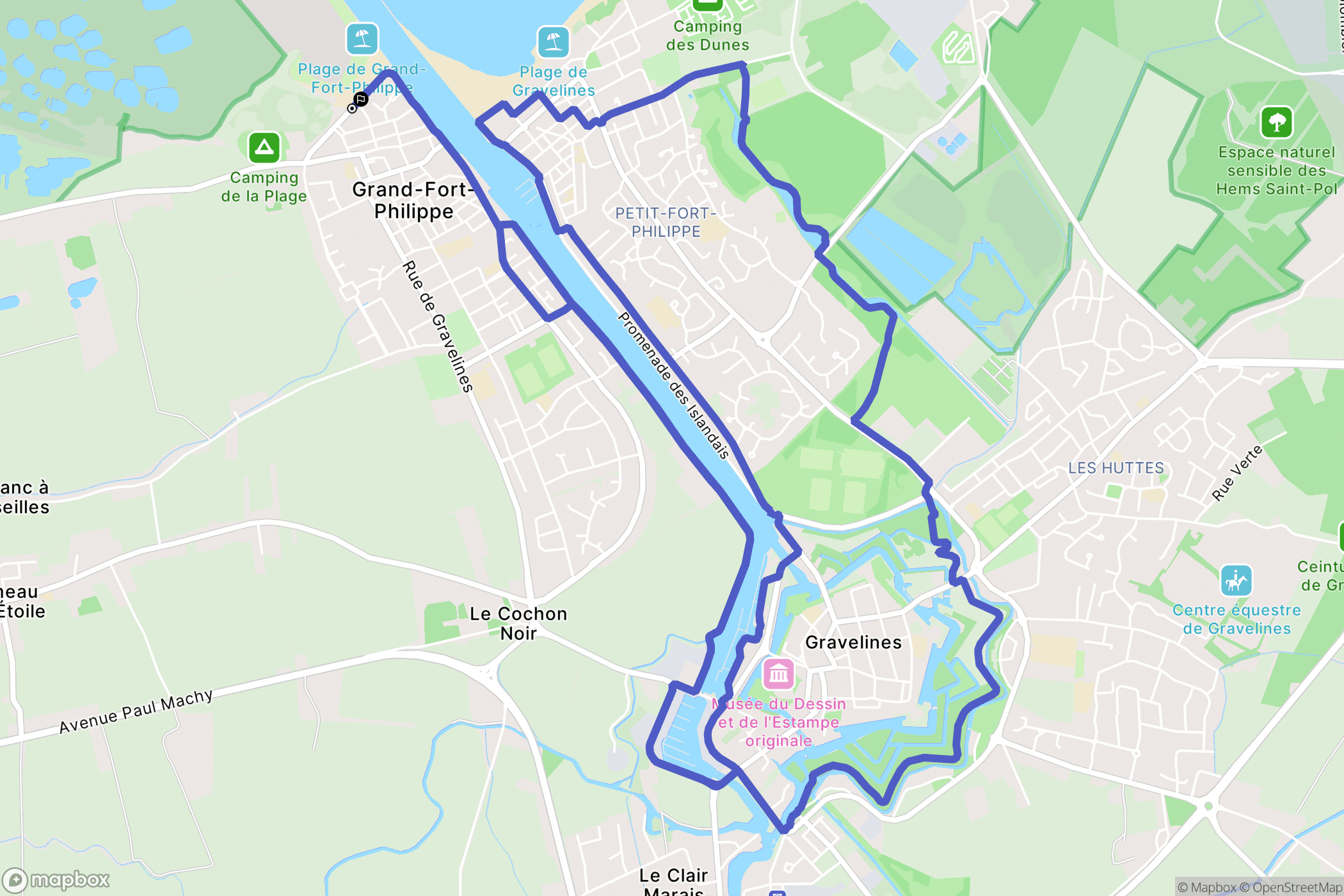 Grand-Fort-Philippe : carte du parcours de randonnée - France