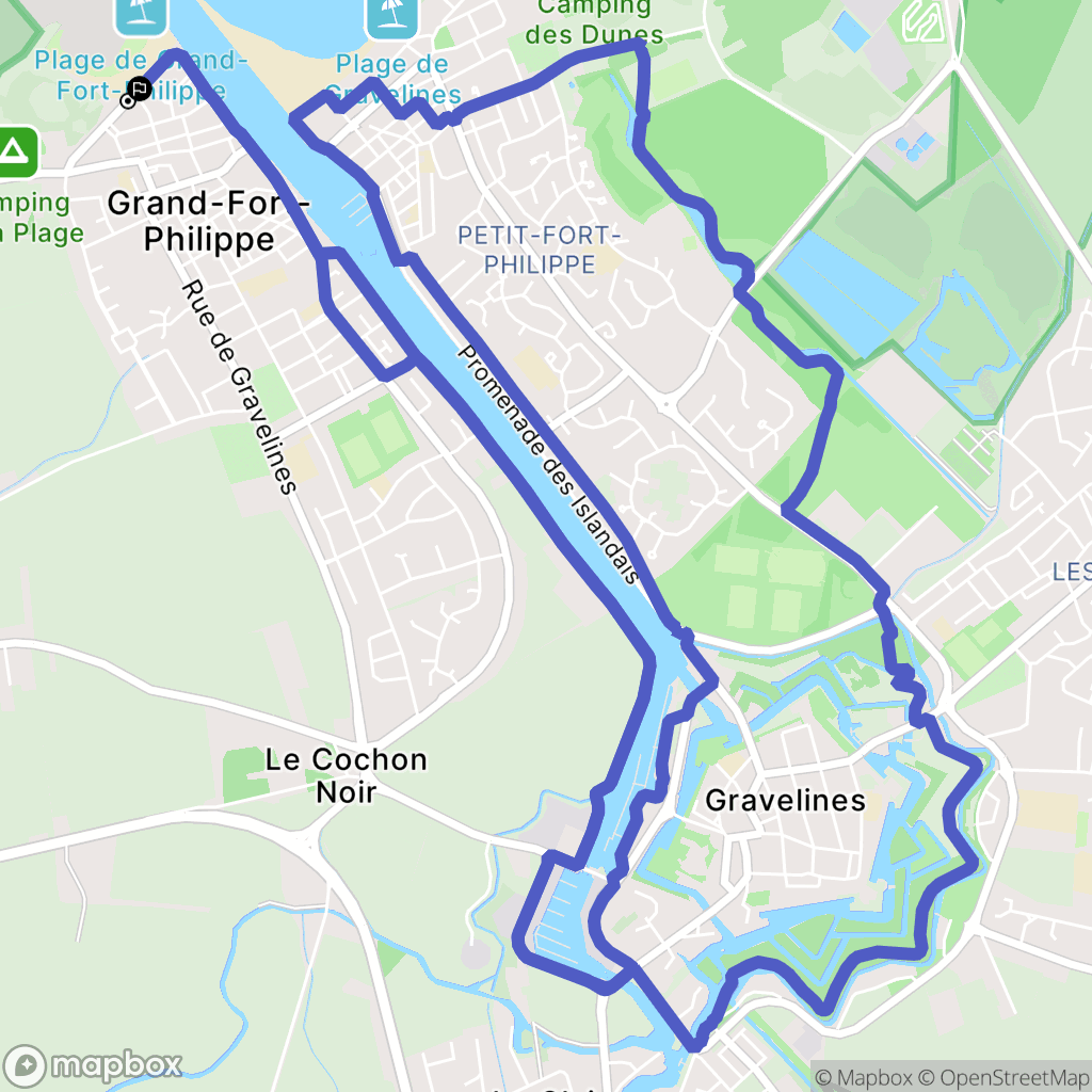 Grand-Fort-Philippe : carte du parcours de randonnée - France