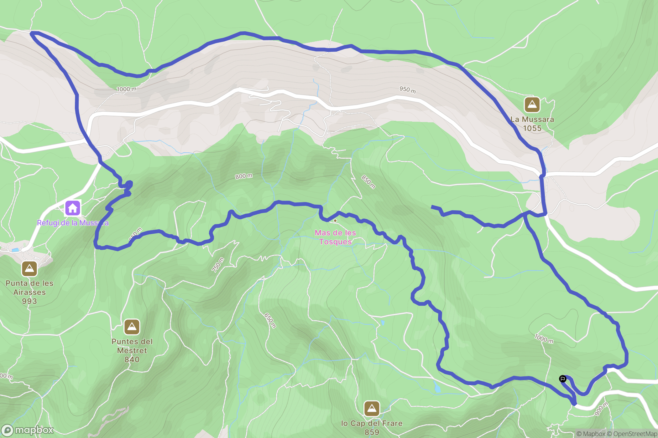 Vilaplana : carte du parcours de randonnée - Spain