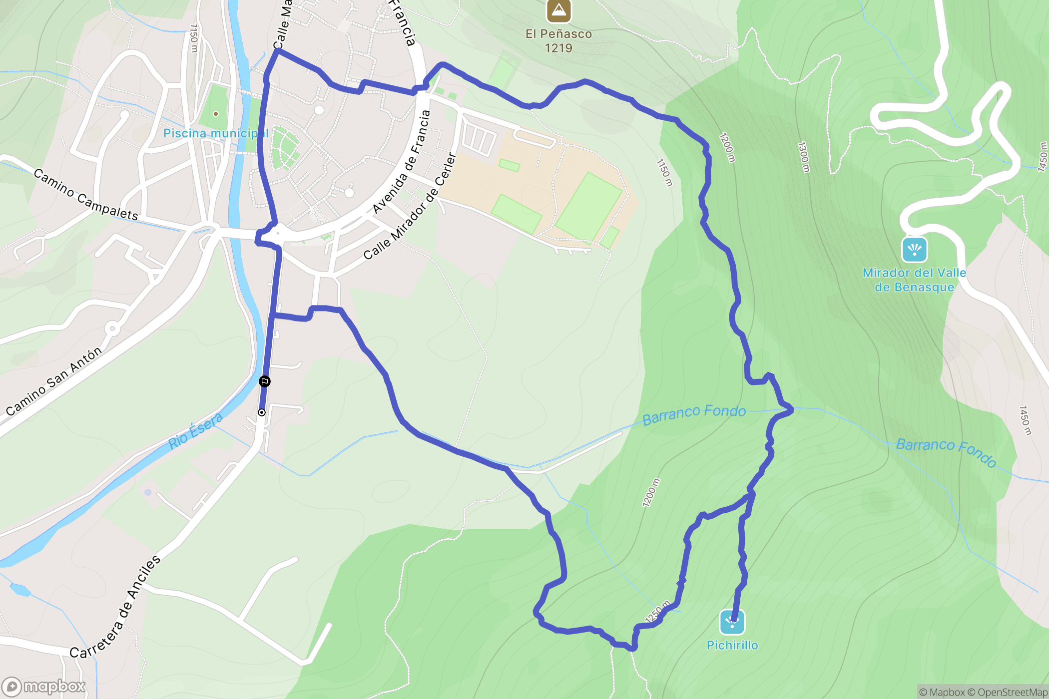 Benasque : carte du parcours de randonnée - Spain