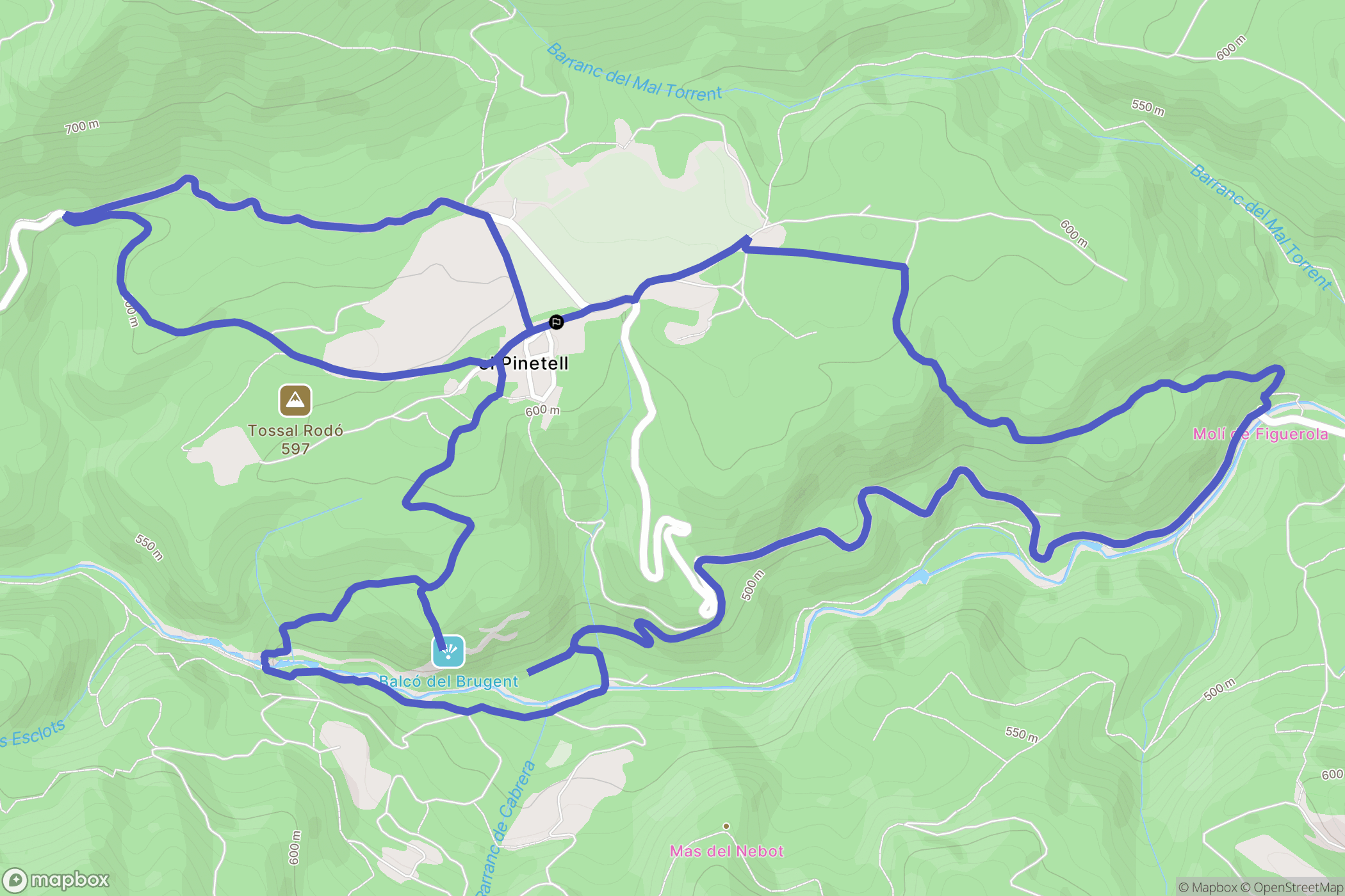 El Pinetell : carte du parcours de randonnée - Spain