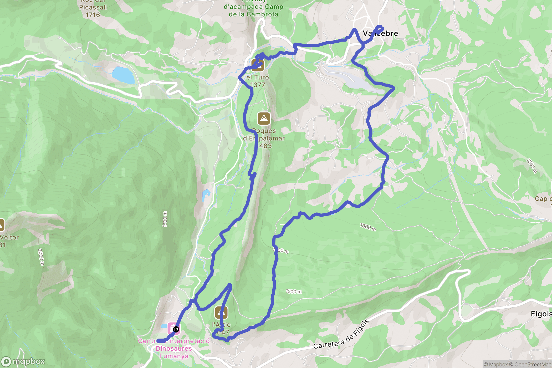 Vallcebre : carte du parcours de randonnée - Spain