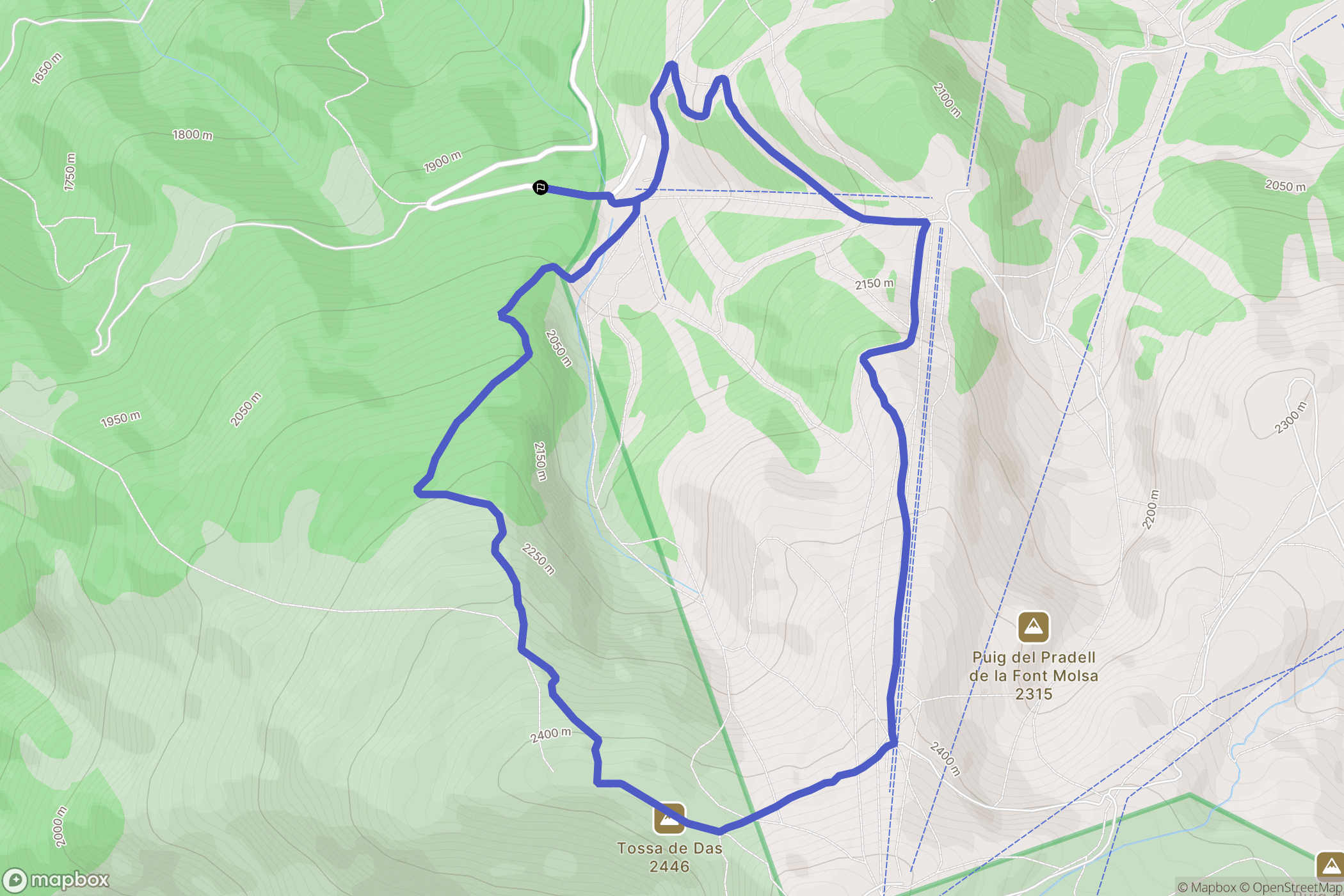 Urús : carte du parcours de randonnée - Spain