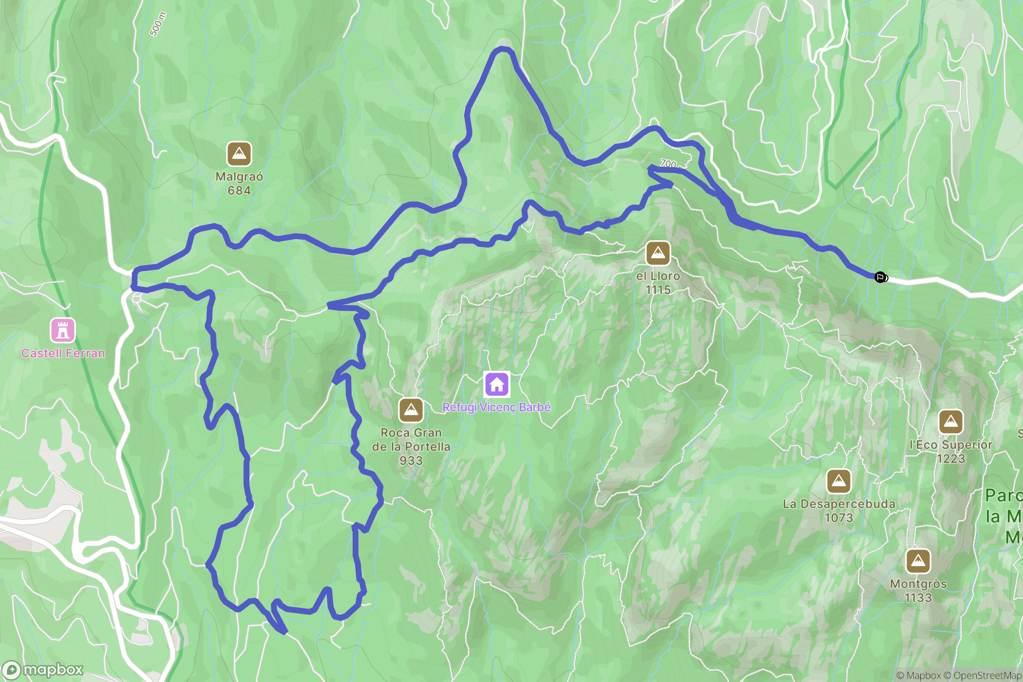 Marganell : carte du parcours de randonnée - Spain