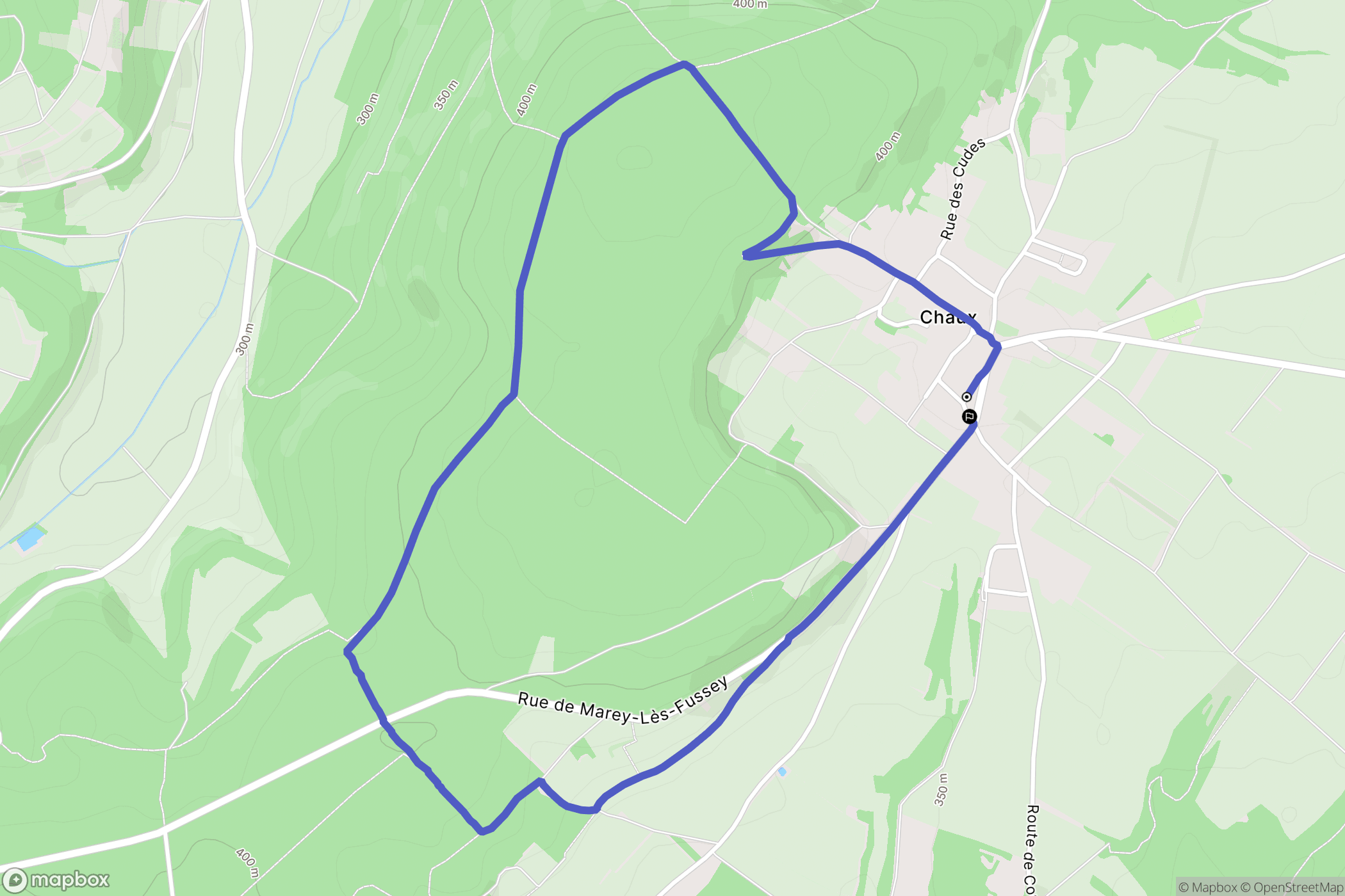 Chaux : carte du parcours de randonnée - France