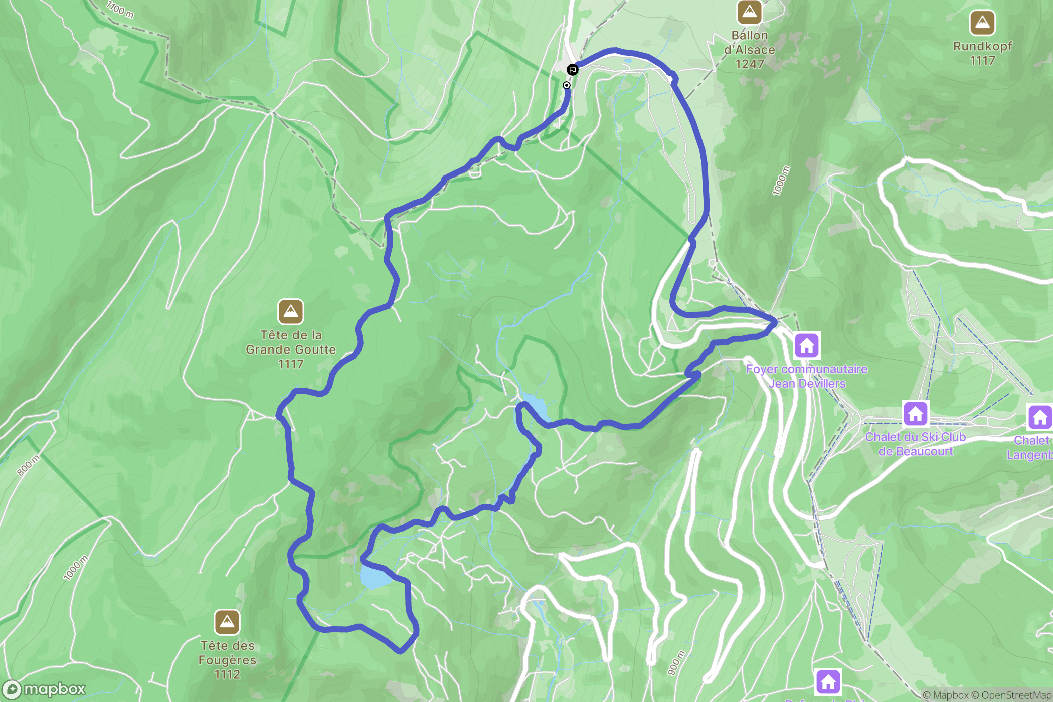 Lepuix : carte du parcours de randonnée - France