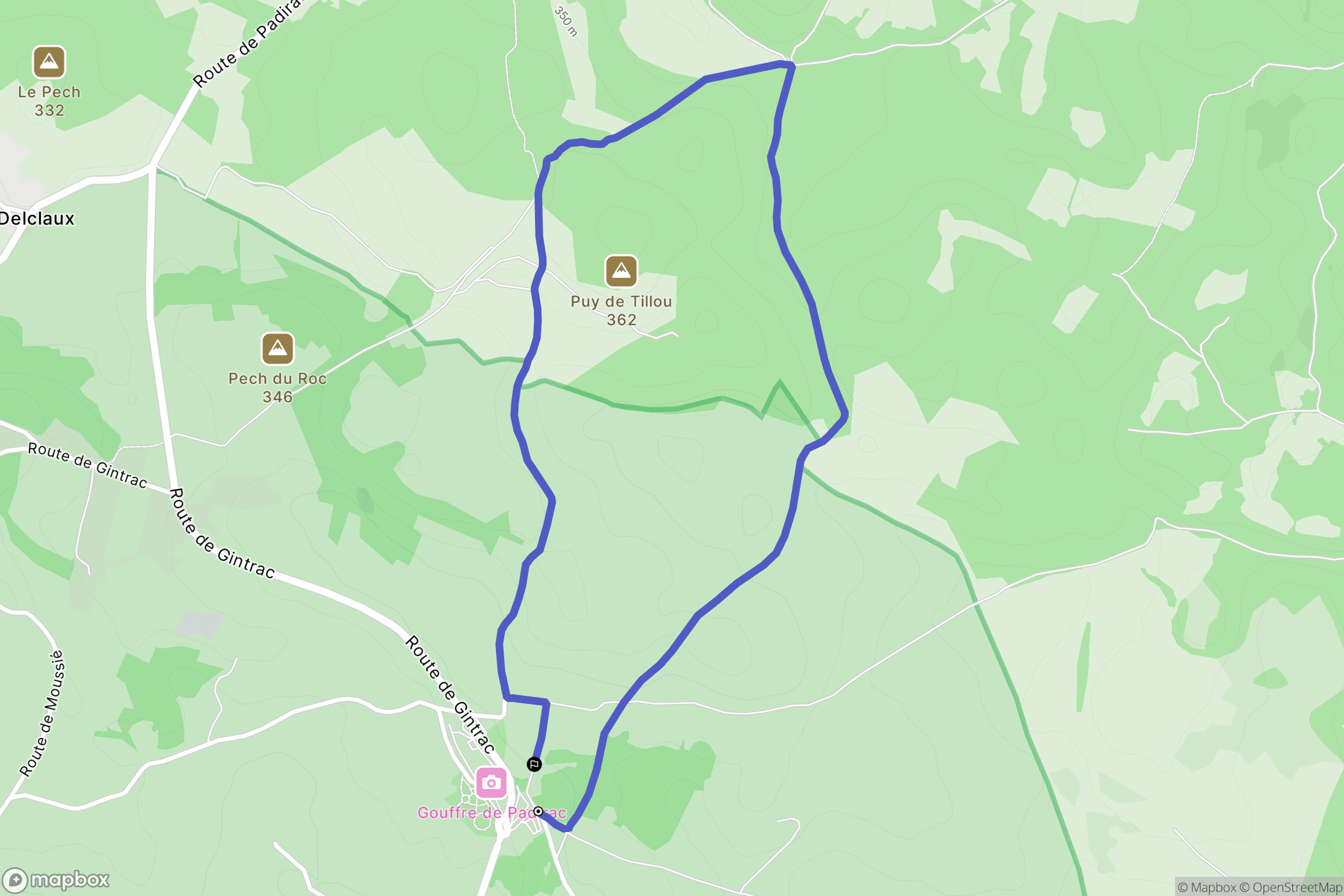 Padirac : carte du parcours de randonnée - France