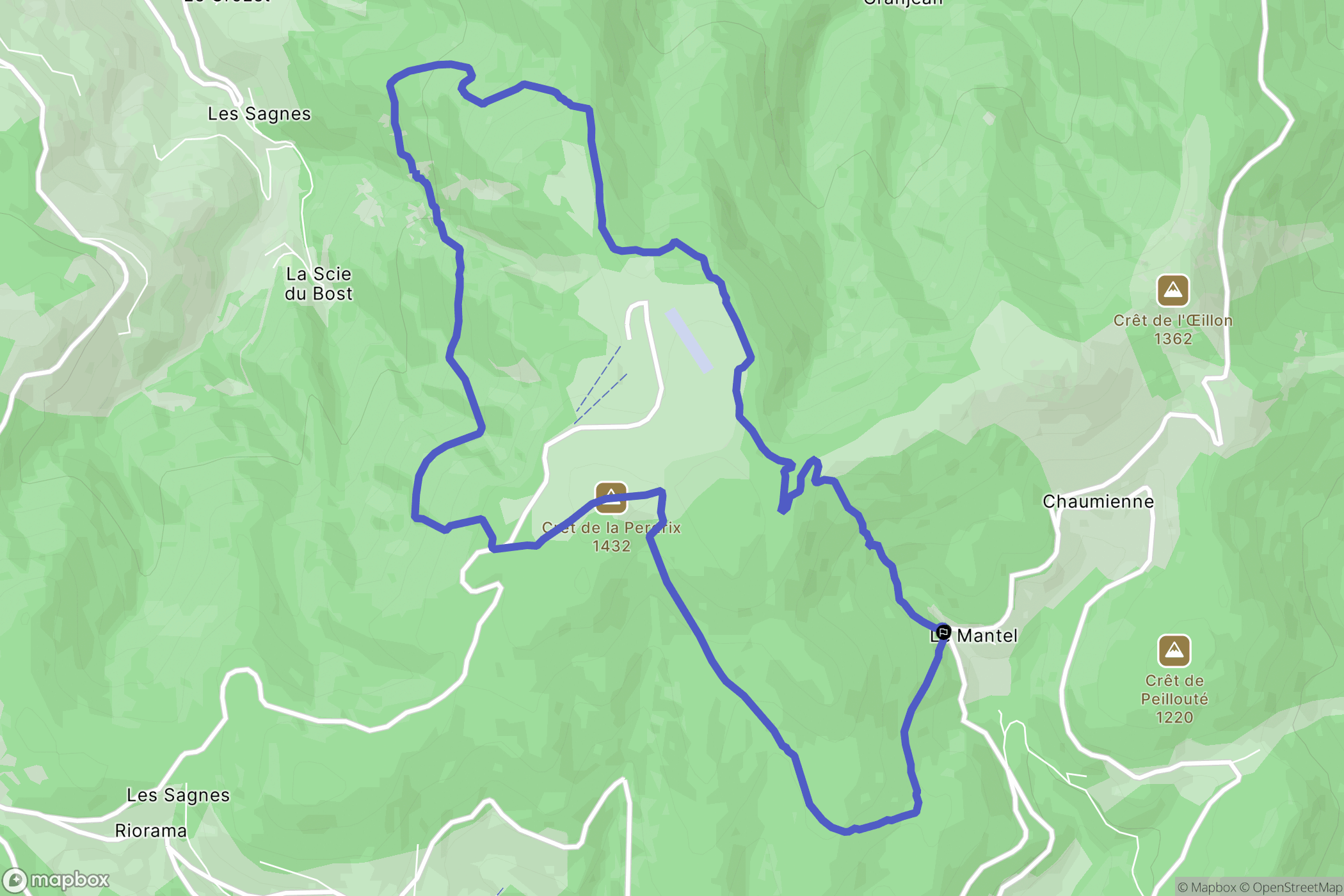 Colombier : carte du parcours de randonnée - France