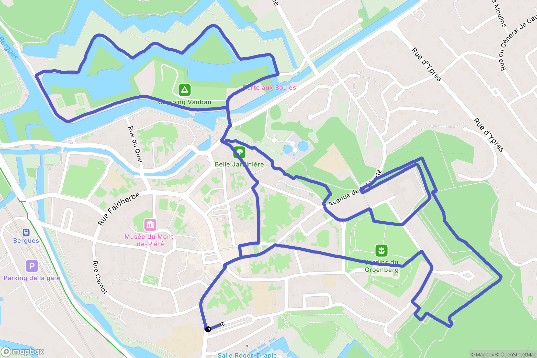 Bergues : carte du parcours de randonnée - France