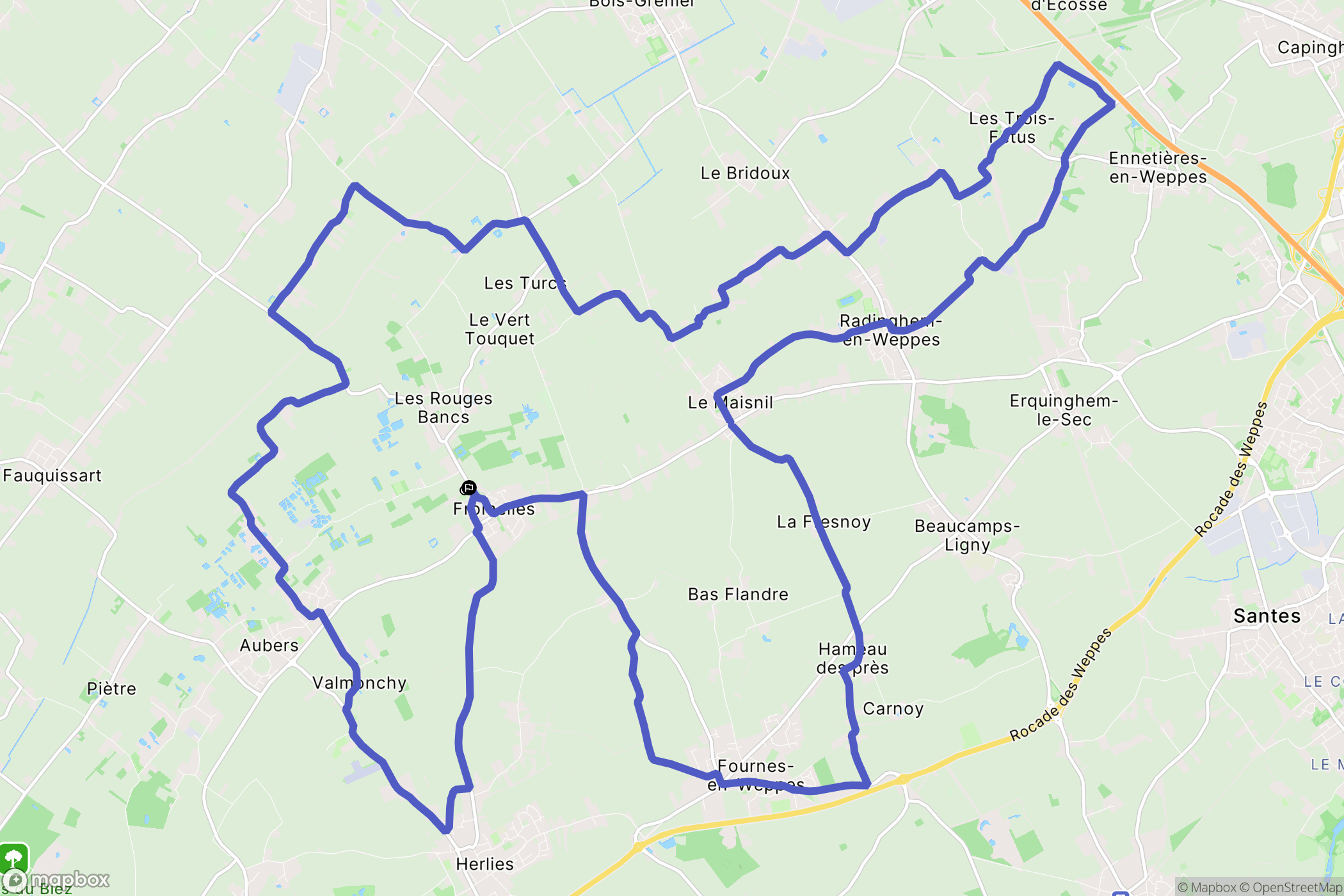 Fromelles : carte du parcours de randonnée - France