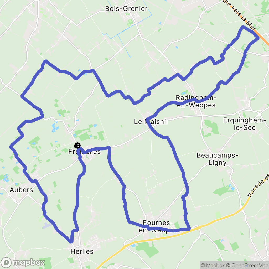 Fromelles : carte du parcours de randonnée - France