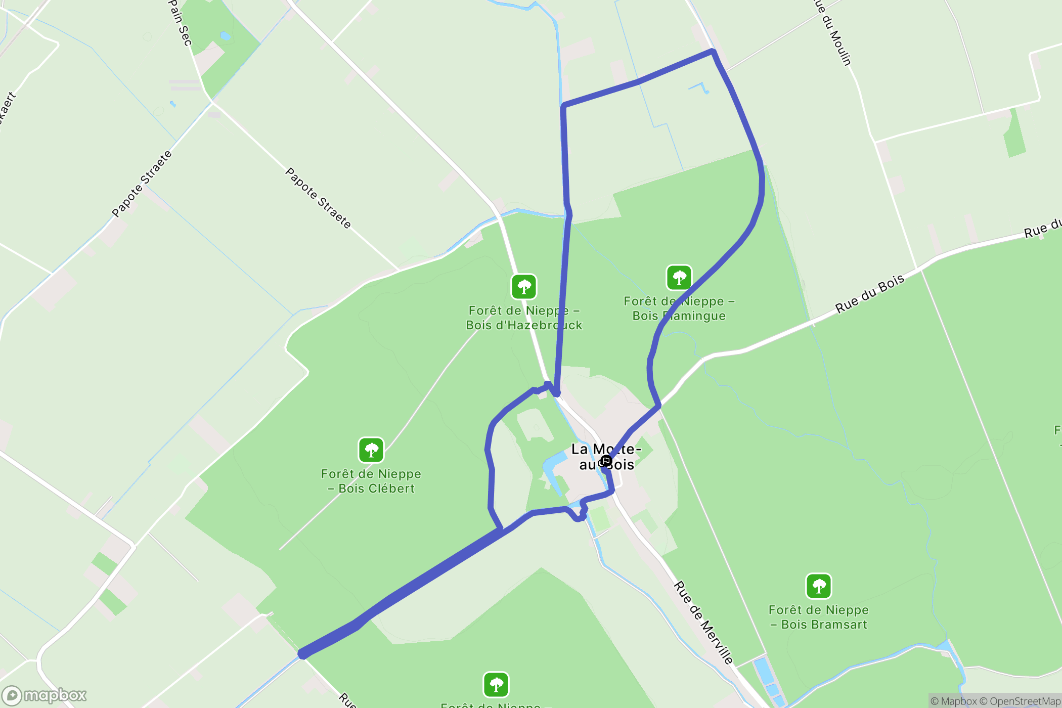 Morbecque : carte du parcours de randonnée - France