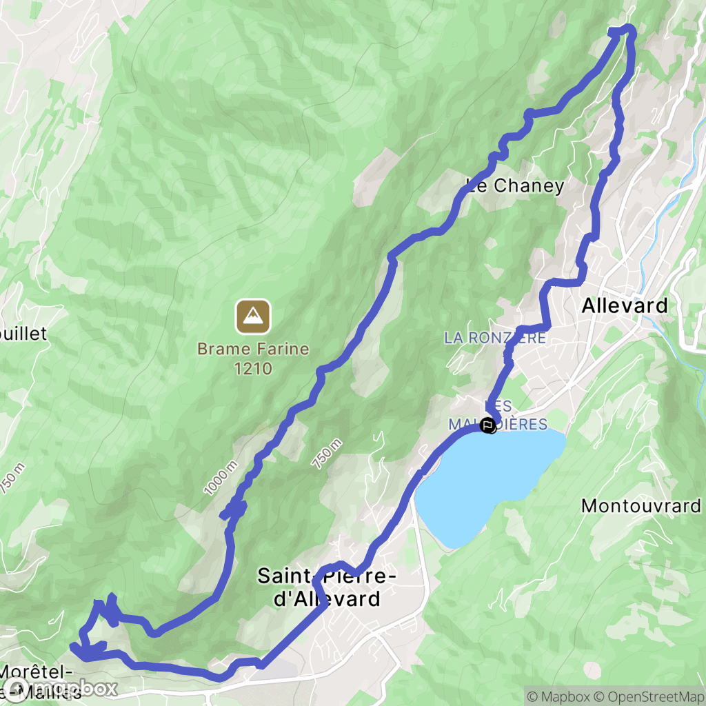 Crêts en Belledonne : carte du parcours de randonnée - France