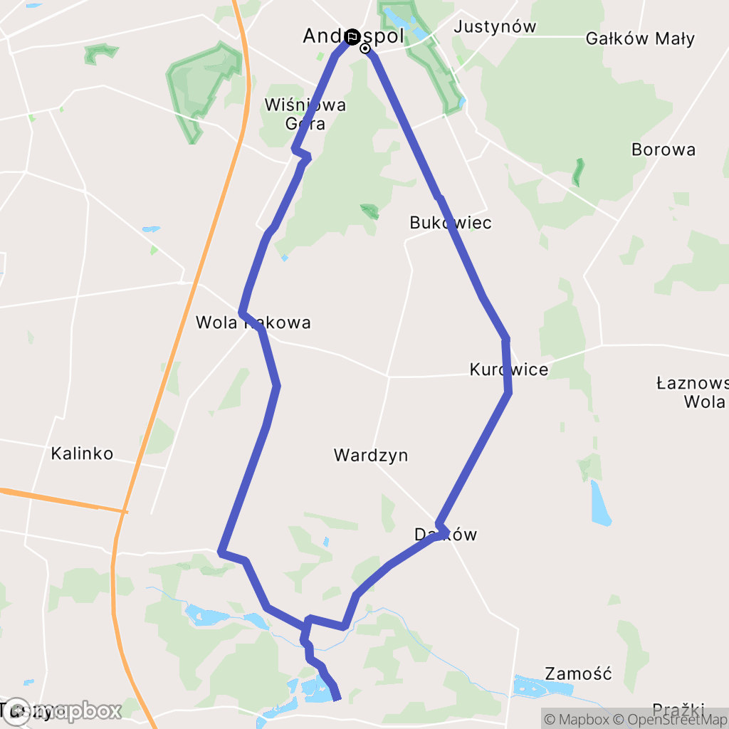 Andrespol: mapa trasy - Poland