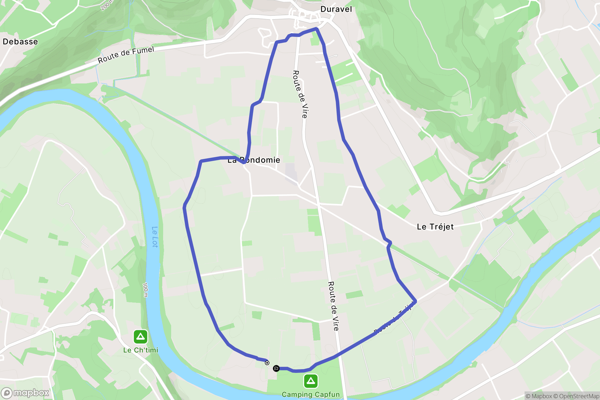 Duravel : carte du parcours de randonnée - France